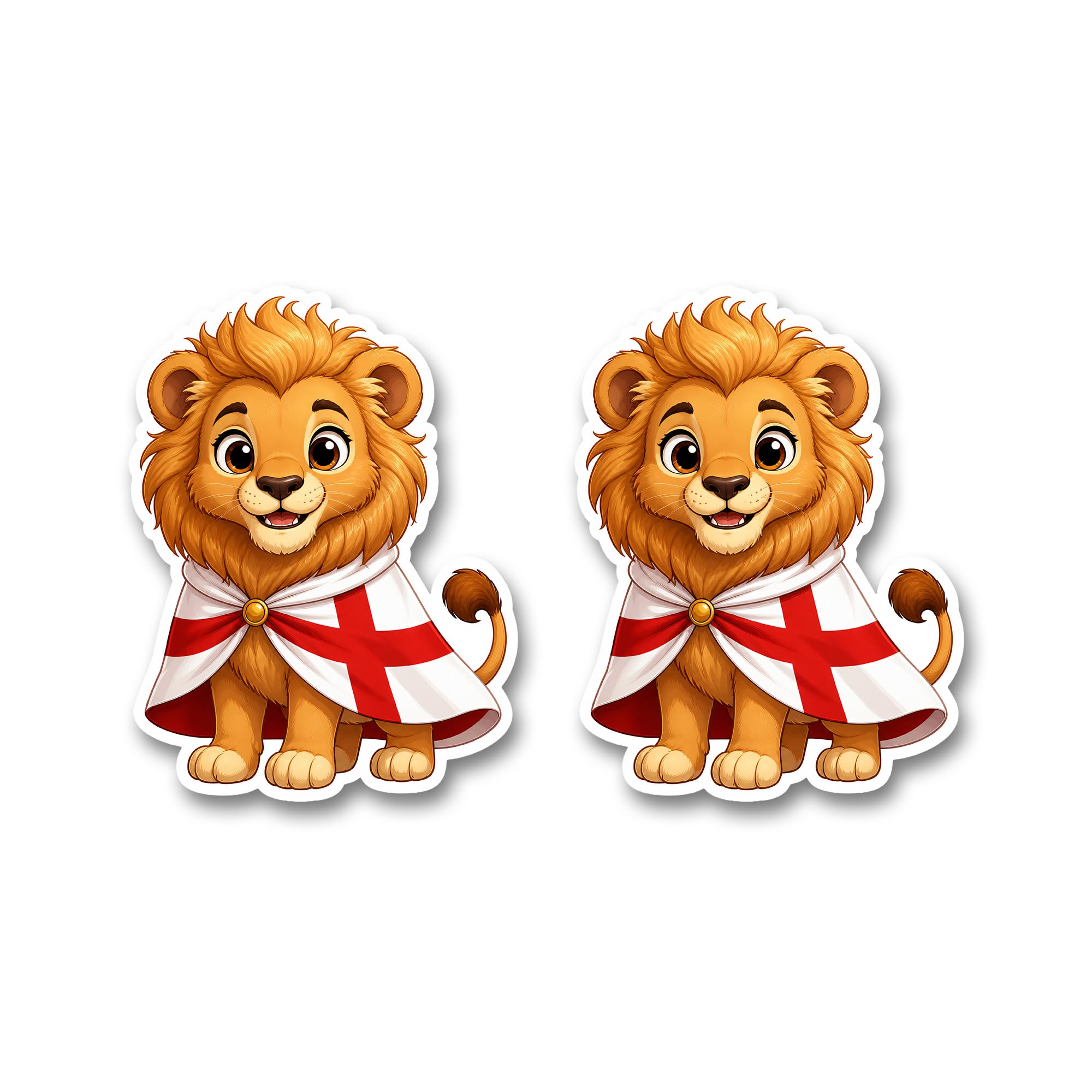 England Lion with St George's Cross Flag Vinyl Sticker Set (2 Pack) for Water Bottles, Phones, Laptops & Luggage – Cute English Pride Stickers, Waterproof UV Resistant Vinyl, UK Made (ENG)