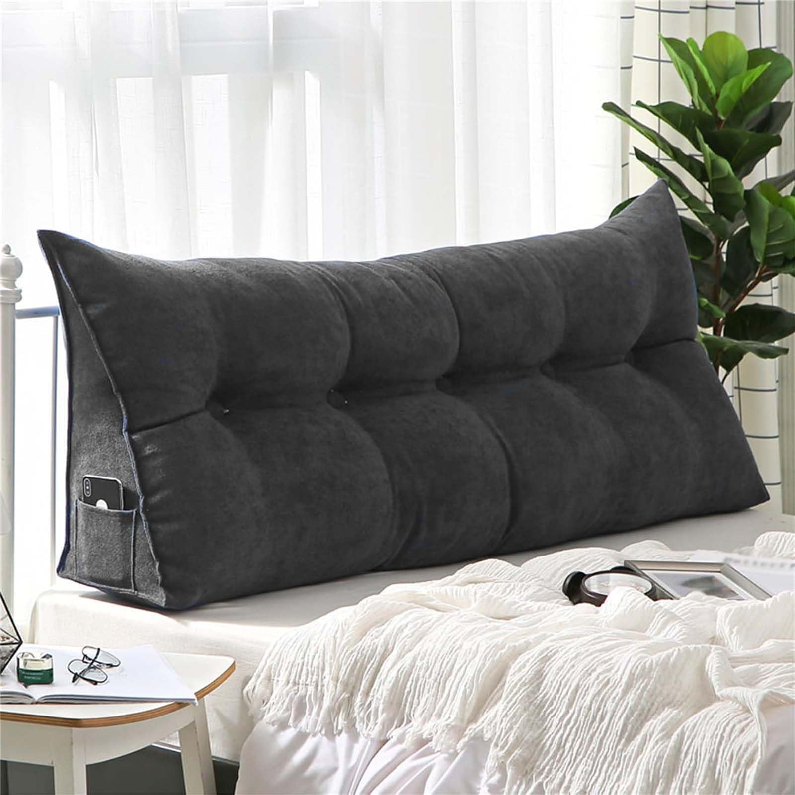 Almohada de lectura triangular grande, cojín de cuña de apoyo para cabecero de cama y sofá, almohada de respaldo lumbar suave, cojín de posicionamiento de 200 x 50 x 20 cm, perfecto para comodidad y