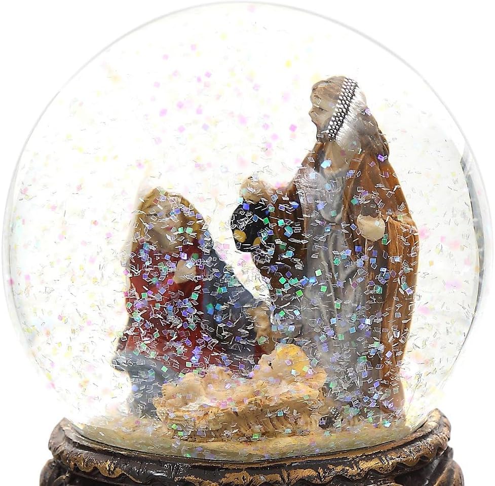 Christmas Musical Snow Globe Holy Family Polystone Water Glass Snow Globe Glitterdome for Holiday Decoration (Nativity) - Image 8