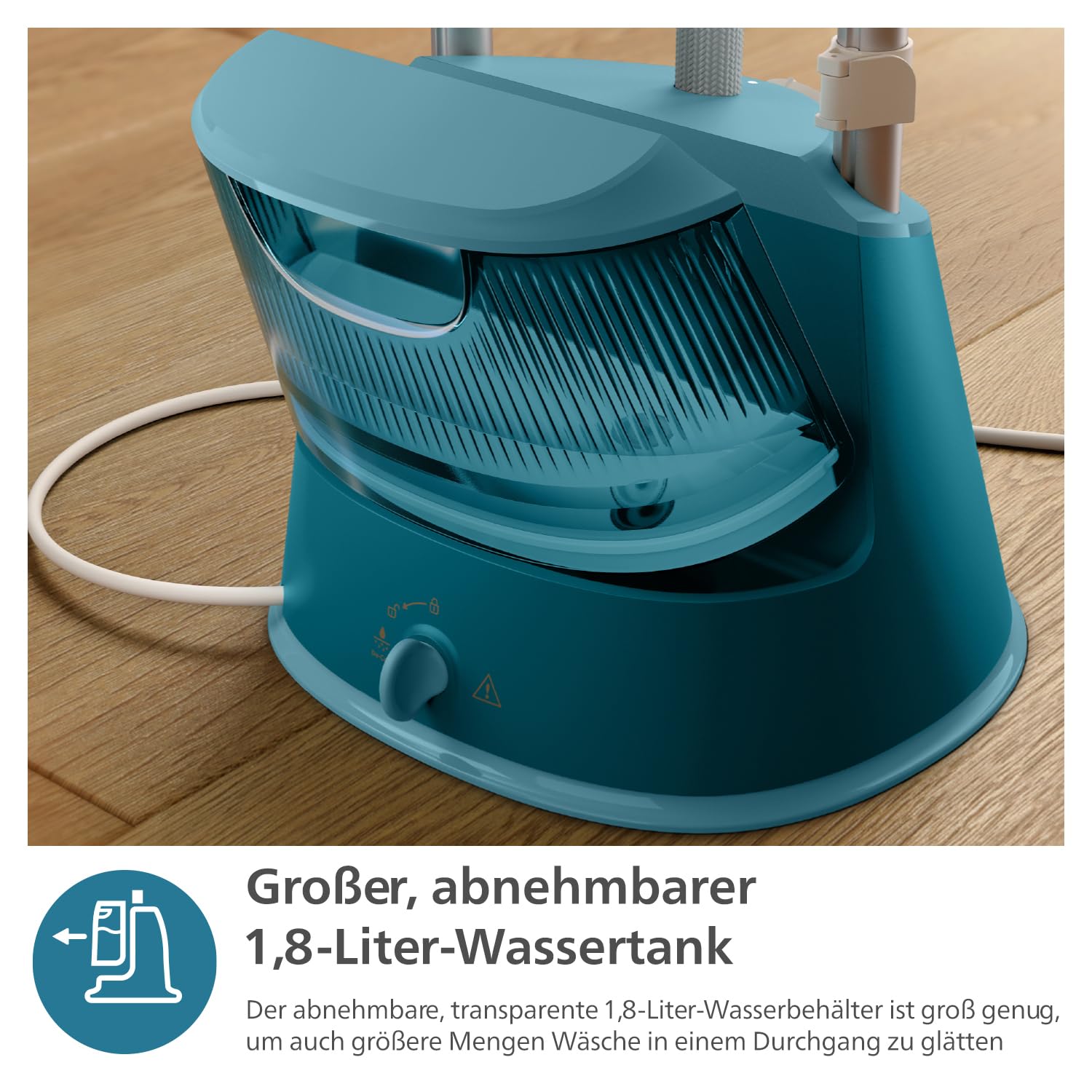 Philips Dampfglätter -1800 W,1,8-Liter-Wassertank, 3 Dampffunktionen, integriertes StyleBoard, einfaches Entknittern, Blau (STE1040/20)