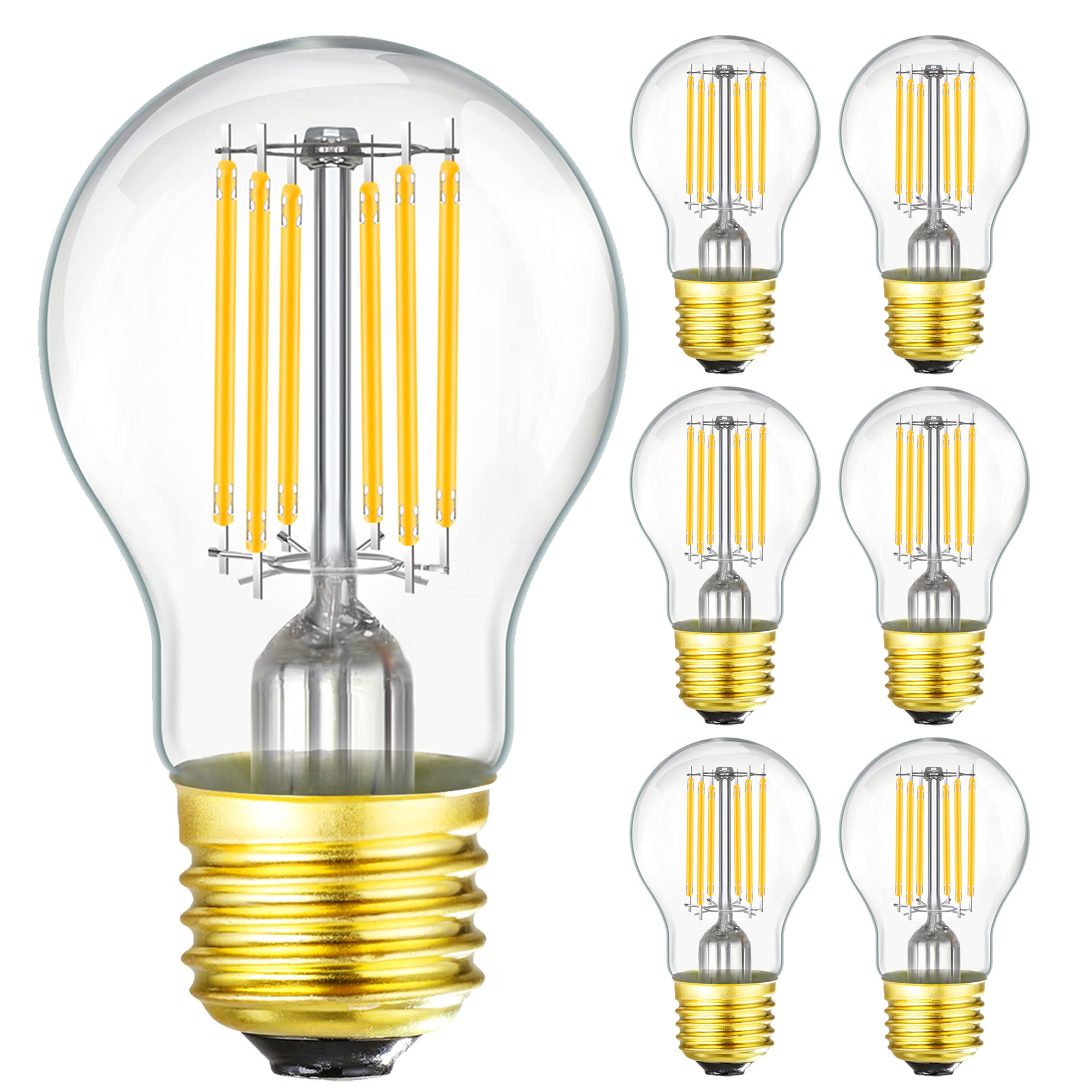 LEOOLS Dimmable E26 Edison Bulb A15 Light Bulb 8W Equal 100 watt Light Bulb AC120V 850LM Soft White 3000k E26 Light Bulb for Pendant,Chandeliers,