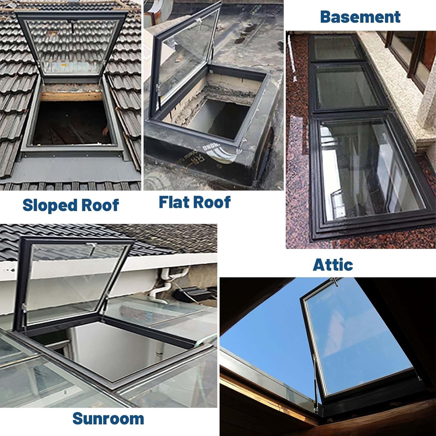 Skylight Windows for House Roof Customised Egress Roof Window And Skylight Basement Window Well 30x40 30x36 28x32 26x30 24x24 22x40 16x18in Durable Aluminum Alloy Tempered Glass for Attic/Sun Room(W30