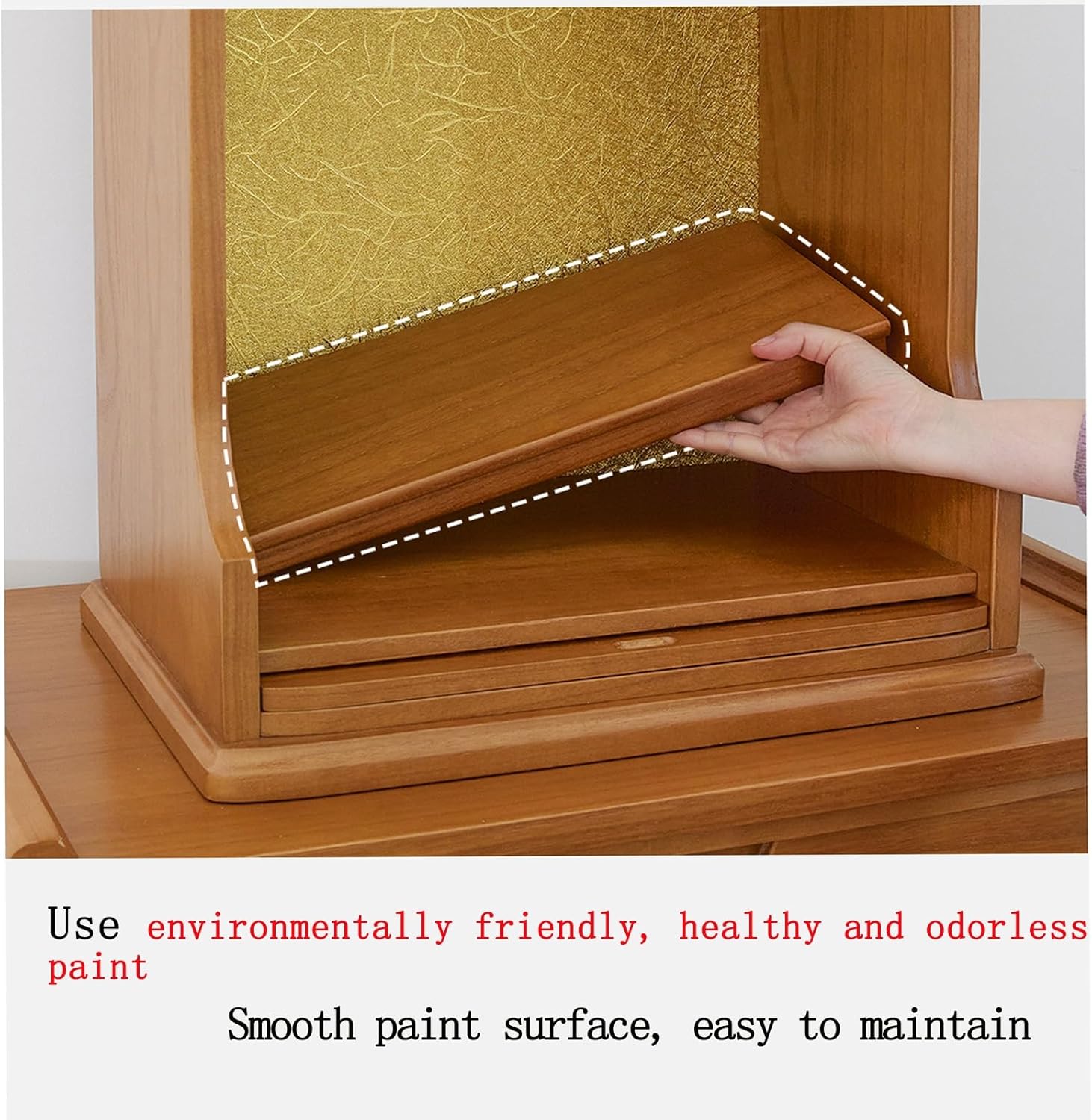 Wall Mounted/Desktop Solid Wood Shrine Buddhist Altar God of Wealth Cabinet Guanyin Cabinet Household Wall Hanging Shrine Altar Table, with Drawer(Dark Walnut,44.5 * 29.5 * 58cm/17.5 * 1