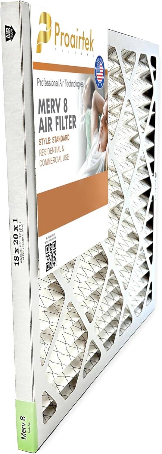 Proairtek AF18201M08SWH Model 18x20x1 Air Filter, MERV 8; Ideal for Anyone Wanting Clean, Crisp Air in Their Home