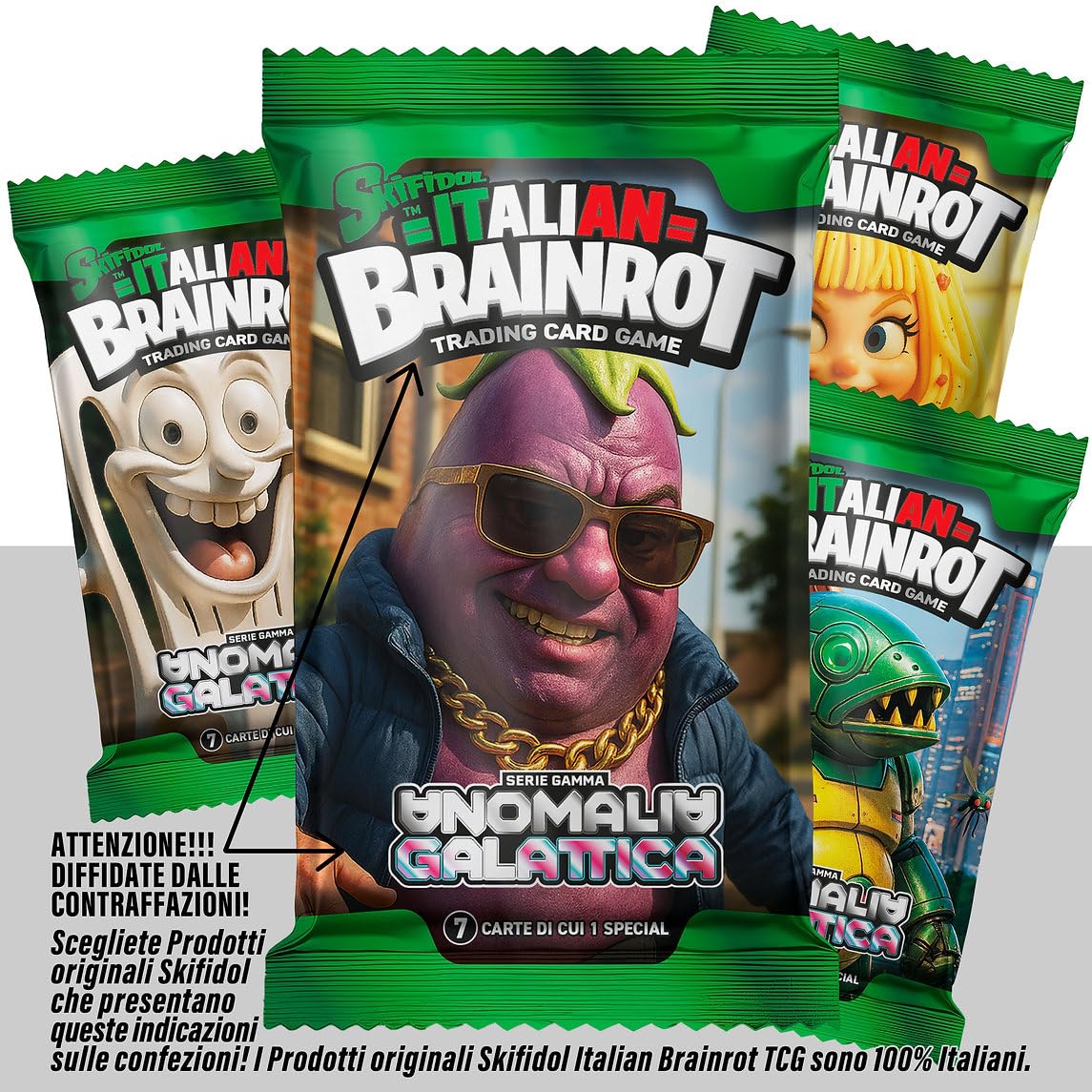 Generico Skifidol Italian Brainrot Trading Card Game, Galactic Anomaly Album with 10 Envelopes, 70 Collectible Cards with Rare Cards - Image 3