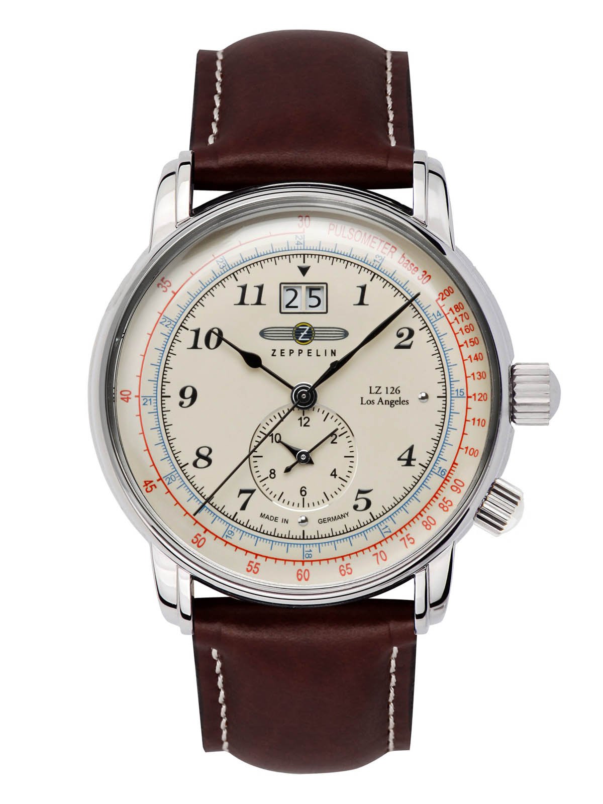 Zeppelin LZ126 Los Angeles Big Date GMT 8644 – Orologio Uomo 43mm, Pelle, Movimento Ronda, Data Grande E Secondo Fuso - 3