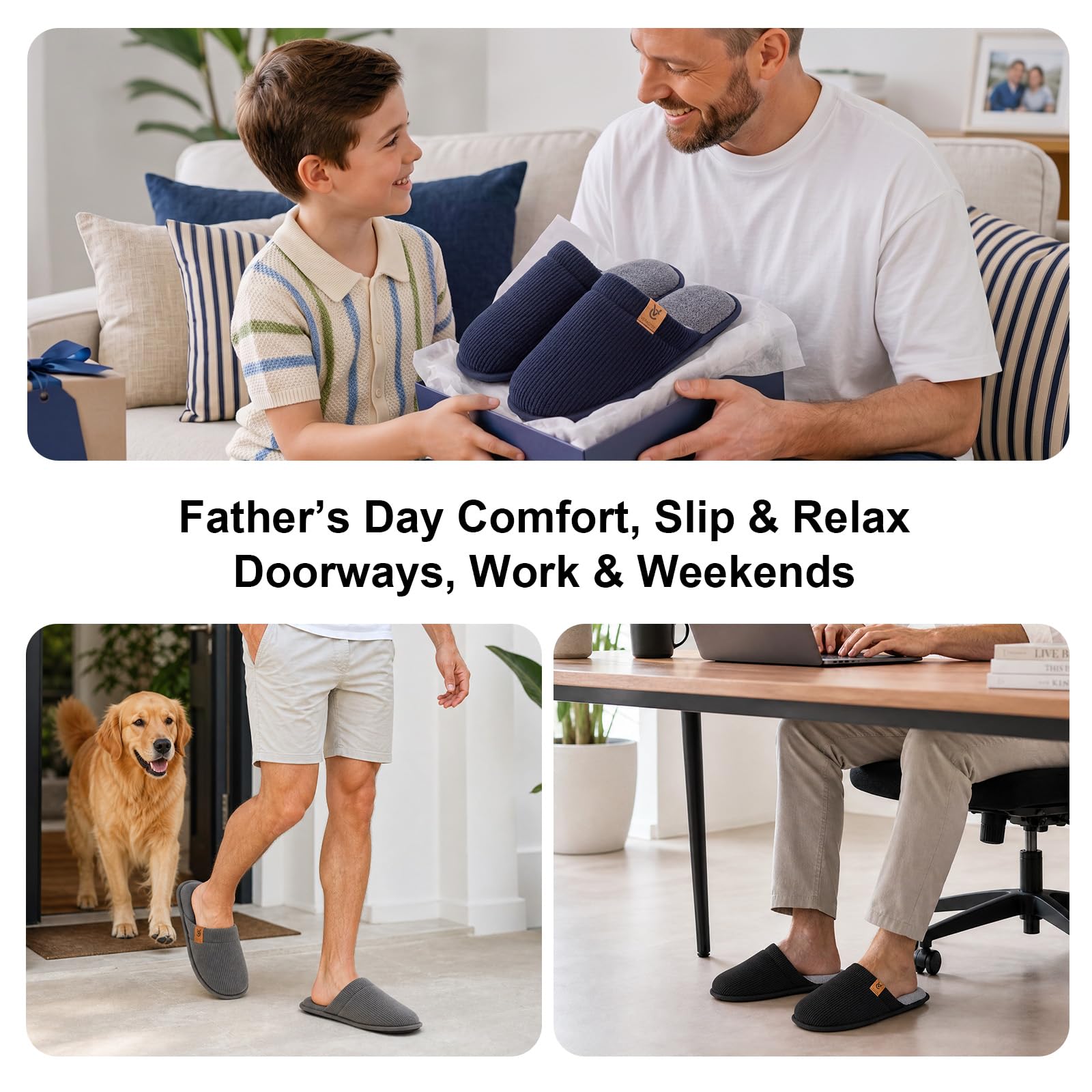 VeraCosy Pantuflas Suaves y Transpirables de Espuma con Memoria para Hombre para Interior y Exterior