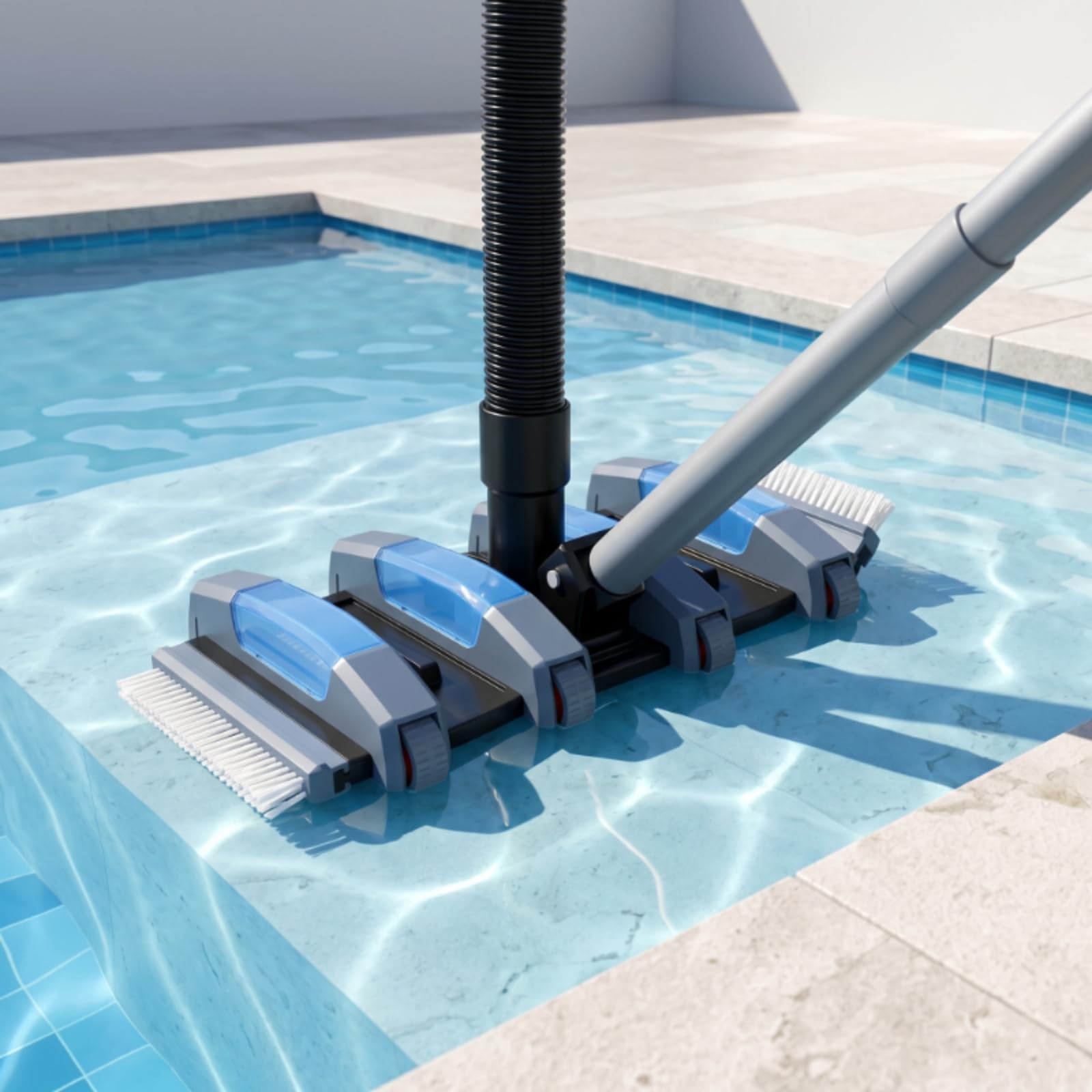 Tête D'aspirateur Piscine avec Brosses Rectangulaire Tête Balai Lestée Double Raccord Accessoire pour Professionnels du Nettoyage, Spa