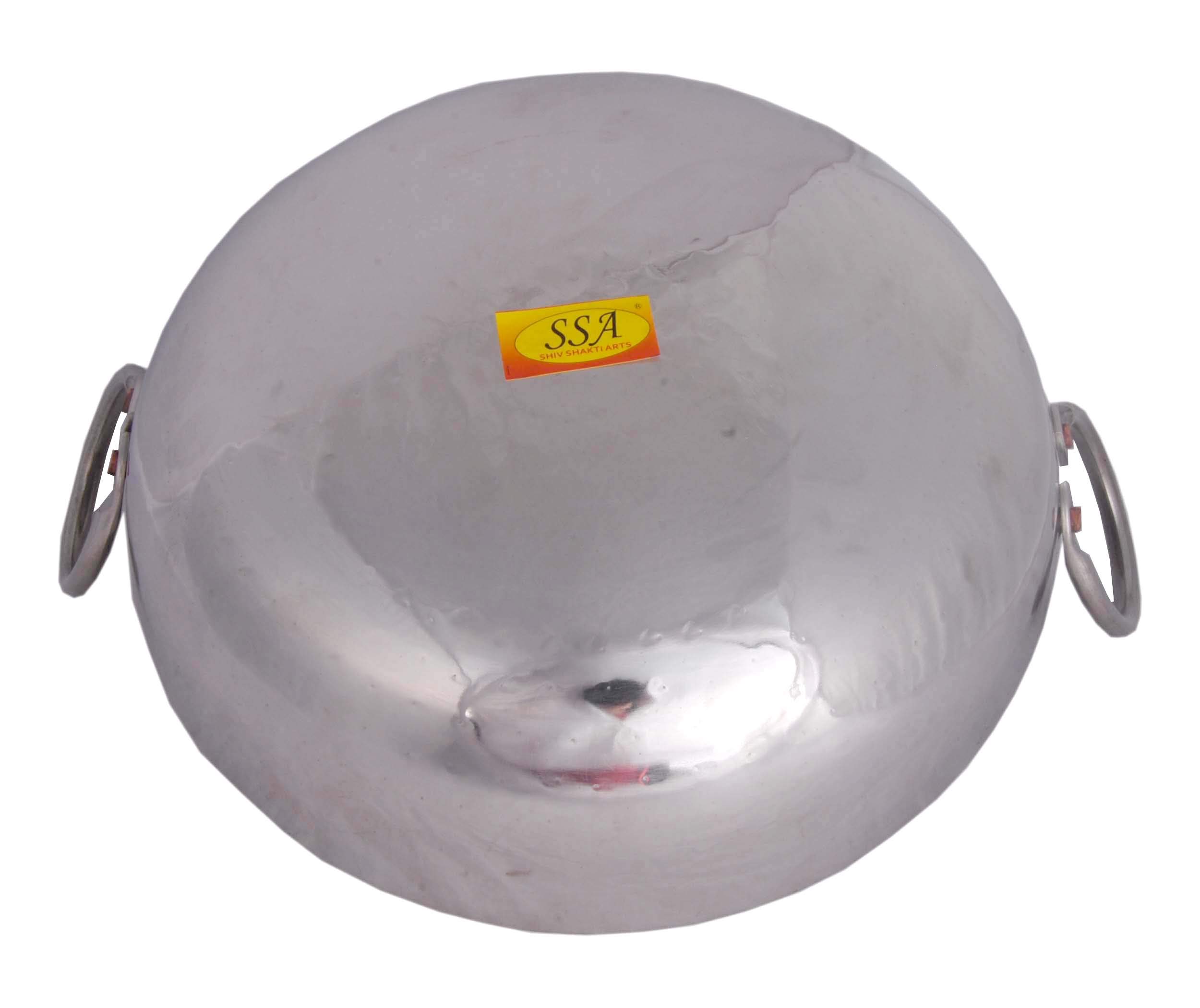 SHIV SHAKTI ARTS® Multi Utility - Heavy Gauge - Stainless Steel Kadhai with Serving Spoon & Riveted Handle for Serving & Cooking Food in Home, Hotles & Resturants(No.2 | 2500 ml - Hammer Design) - Image 5 thumbnail