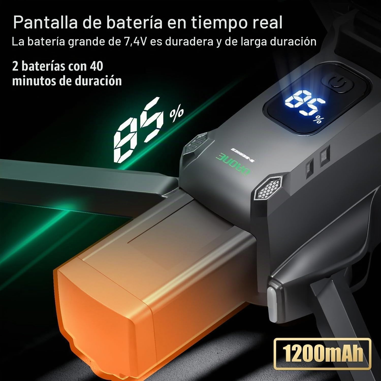 OBEST Drone GPS con Cámara 4K Adultos con Tarjeta SD, Dron FPV Plegable | Mando Distancia con Pantalla UHD 5.9", 2 Batería 40Min, Estabilizador Auto Seguimiento Retorno Follow Me, RC Helicóptero