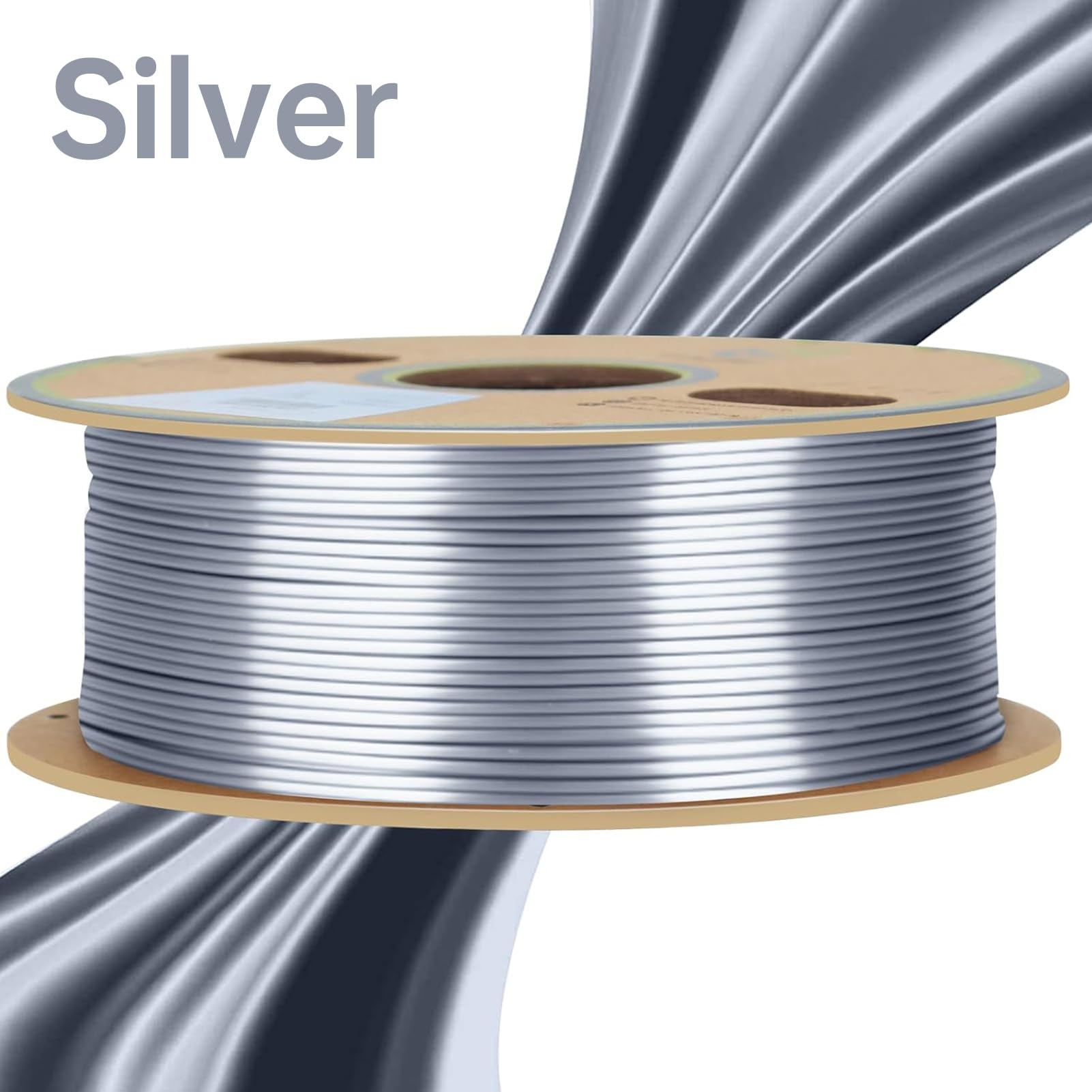 YOUSU PLA-Filamentseide für 3D-Drucker, goldenes Seiden-PLA-3D-Druckerfilament, 1,75 mm Maßgenauigkeit / 0,03 mm, metallisch glänzende Oberfläche mit vakuumversiegelter (Silber)