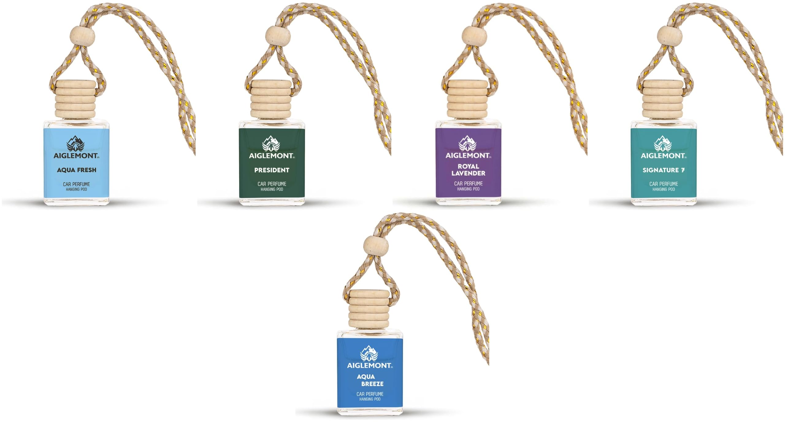 Car Perfumes combos | Aqua Fresh+ President + Royal Lavender+ Signature 7 Scent+ Aqua Breeze| Combo of 5 | 10 ml Each-image-44