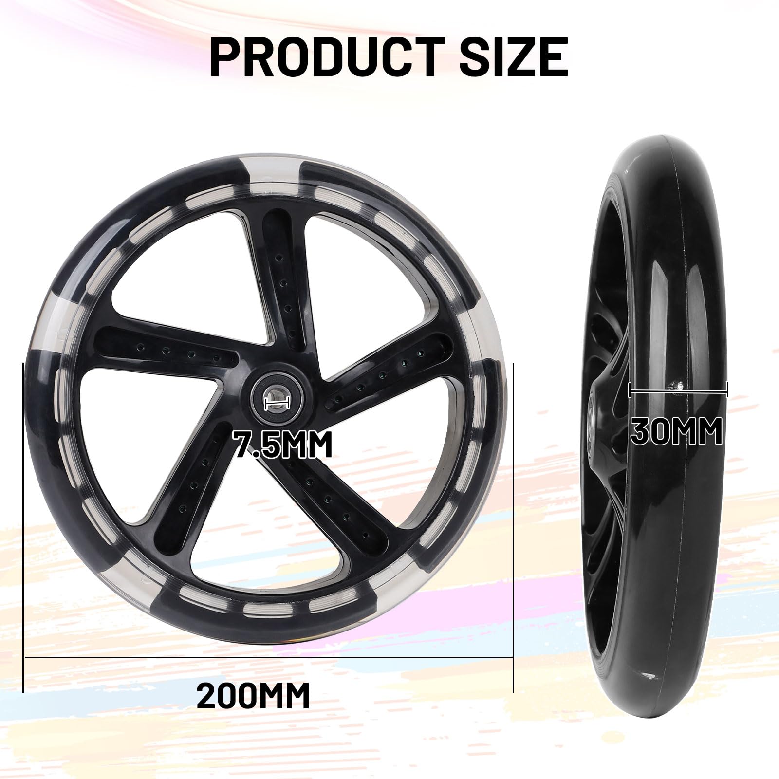DBREAKS Scooterwielen 110 Mm 2 Stuks ABEC-9 DBREAKS 2 Stuks Scooterwielen, 110 Mm, Vervanging Voor Scooter, Rol Het Paar, Stuntwiel, Met ABEC-9 Lagers, Uniseks, Volwassenen (zwart ABEC-9 Lagers Wielen