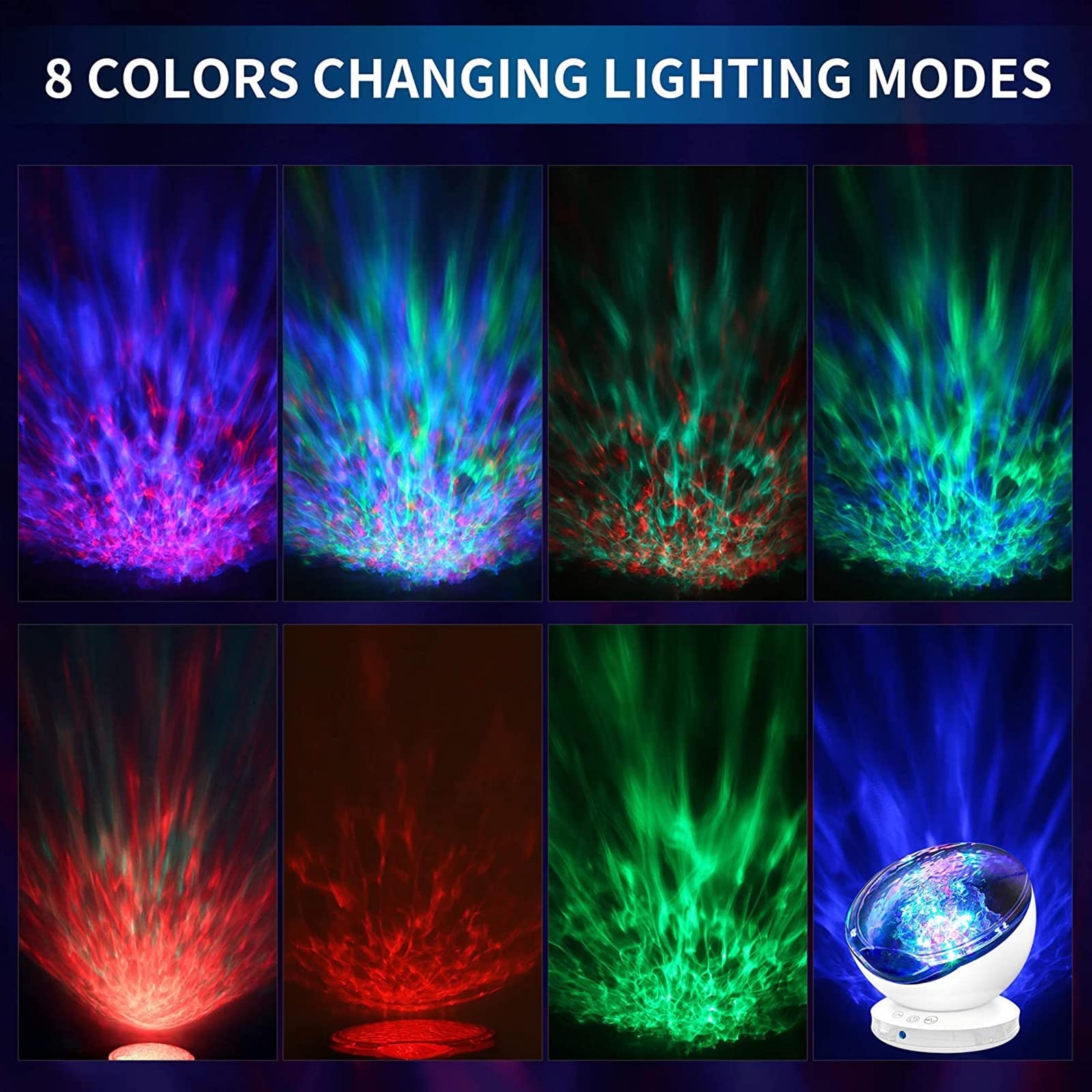 Noorderlichtprojector, 2-in-1 Northern Lights en Ocean Wave projector, led-sterrenhemelprojector met afstandsbediening, led-projectorlamp, nachtlampje voor slaapkamer, feestdecoratie