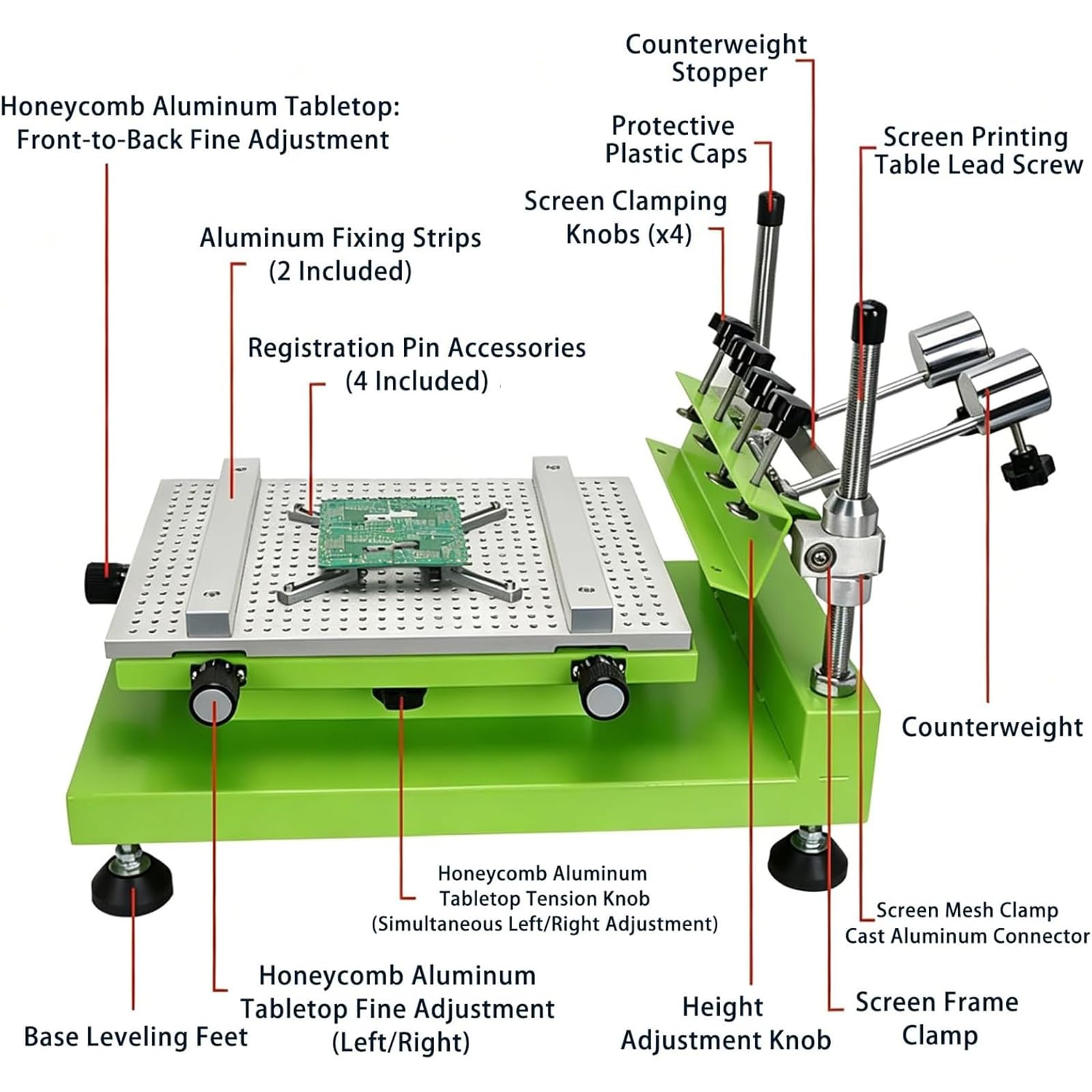 Mesa de impresión de pasta de soldadura, estación de serigrafía manual, área de impresión máxima de 400 x 300 mm, abrazadera ajustable de 140 mm para soldadura PCB y publicidad
