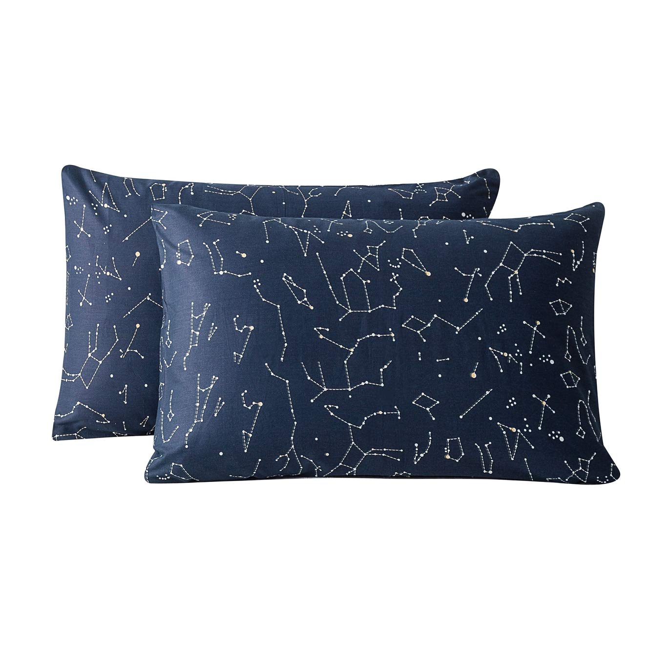 SUSYBAO - Juego de 2 fundas de almohada, 100% algodón, diseño estampado, cierre de sobre, calidad de hotel, suave, decoración del hogar, cómodo, fácil cuidado, lavable a máquina