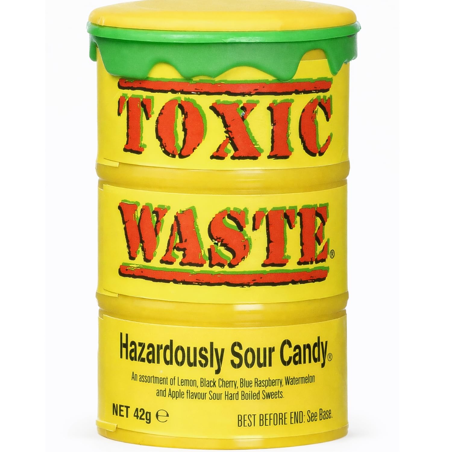 Toxic Waste Hazardously Sour Candy Drum 42g, By COUGAR | Extreme Sour Hard Candy | Assortment with Lemon, Black Cherry, Blue Raspberry, Watermelon & Apple Flavors | Fun Sour Candy Challenge Treat, Collectible Barrel Pack | (Imported-USA)-image-49