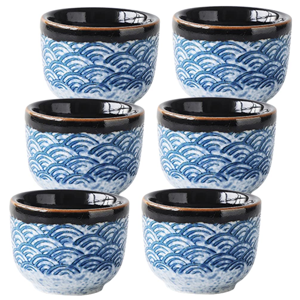 Kichvoe Japanisches Teetassenset und Leicht zu Reinigen 6 Stück aus Keramik mit Rundem Design Multifunktional für Haushalt und Büro