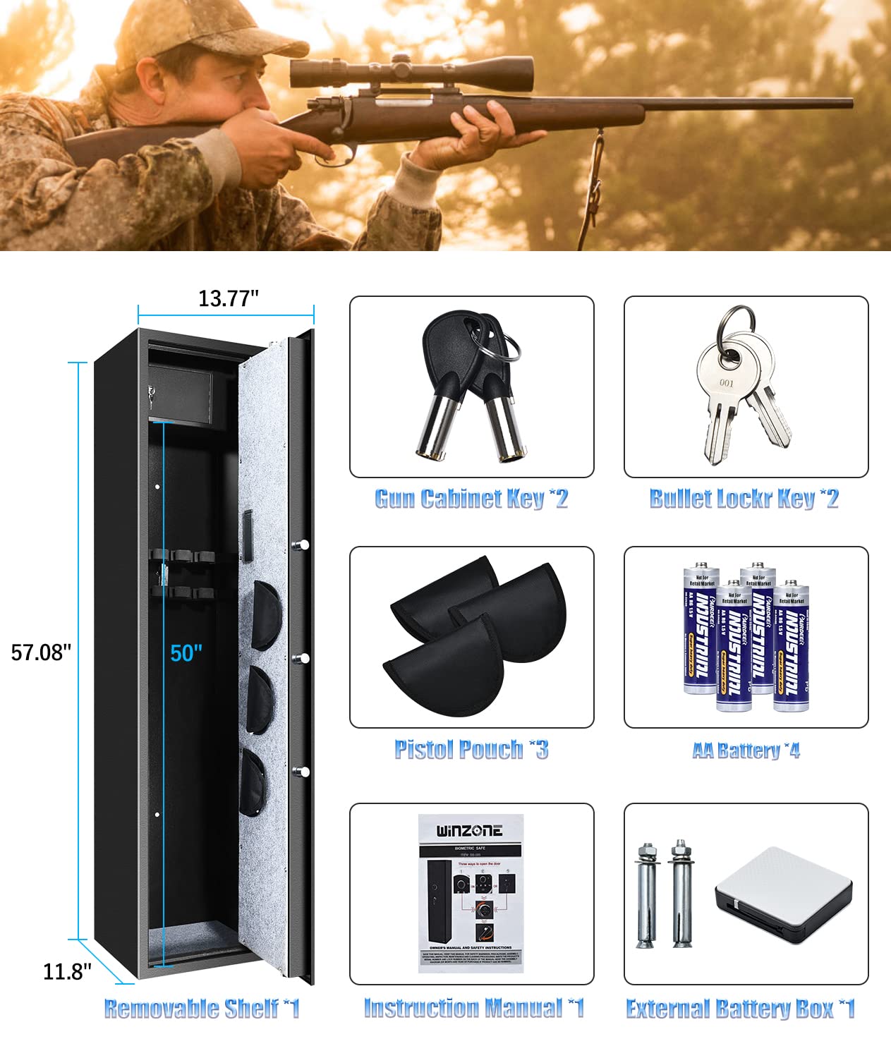 Buy Biometric Gun Safe Rifle, Large Gun Safes for Home Rifle and