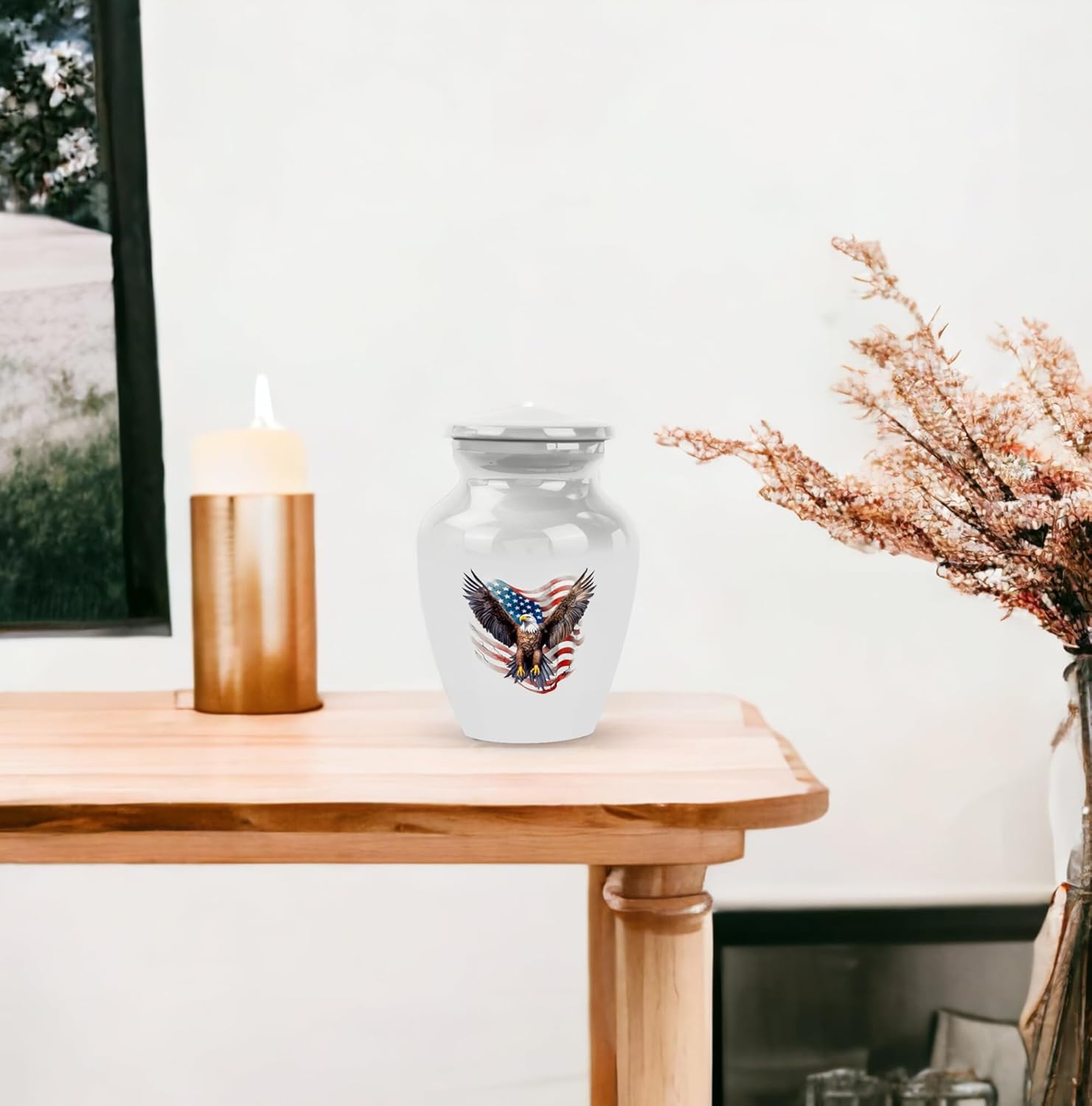 Eagle with American Flag Urns for Human Ashes - Little Cremation Keepsakes - Tiny Cremation Urn Human Ashes - Small Memorial Ashes Urn - Mini Urn for Ashes for Women (Size- 3Inch Set of 4)