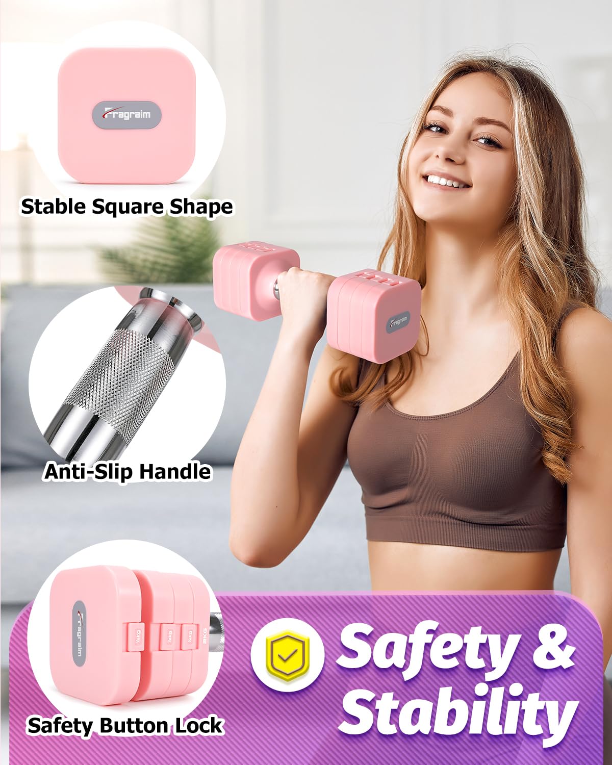 Fragraim 5 KG x 2 Verstellbar Hanteln Set für Frauen Männer Handgewichte Sets Kurzhanteln Verstellbar für Heimfitnessstudio Training Krafttraining Geräte