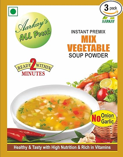 Aarkay Instant Healthy Mix Vegetable Soup With No Onion & Garlic (Pack Of 3, 100g Each)