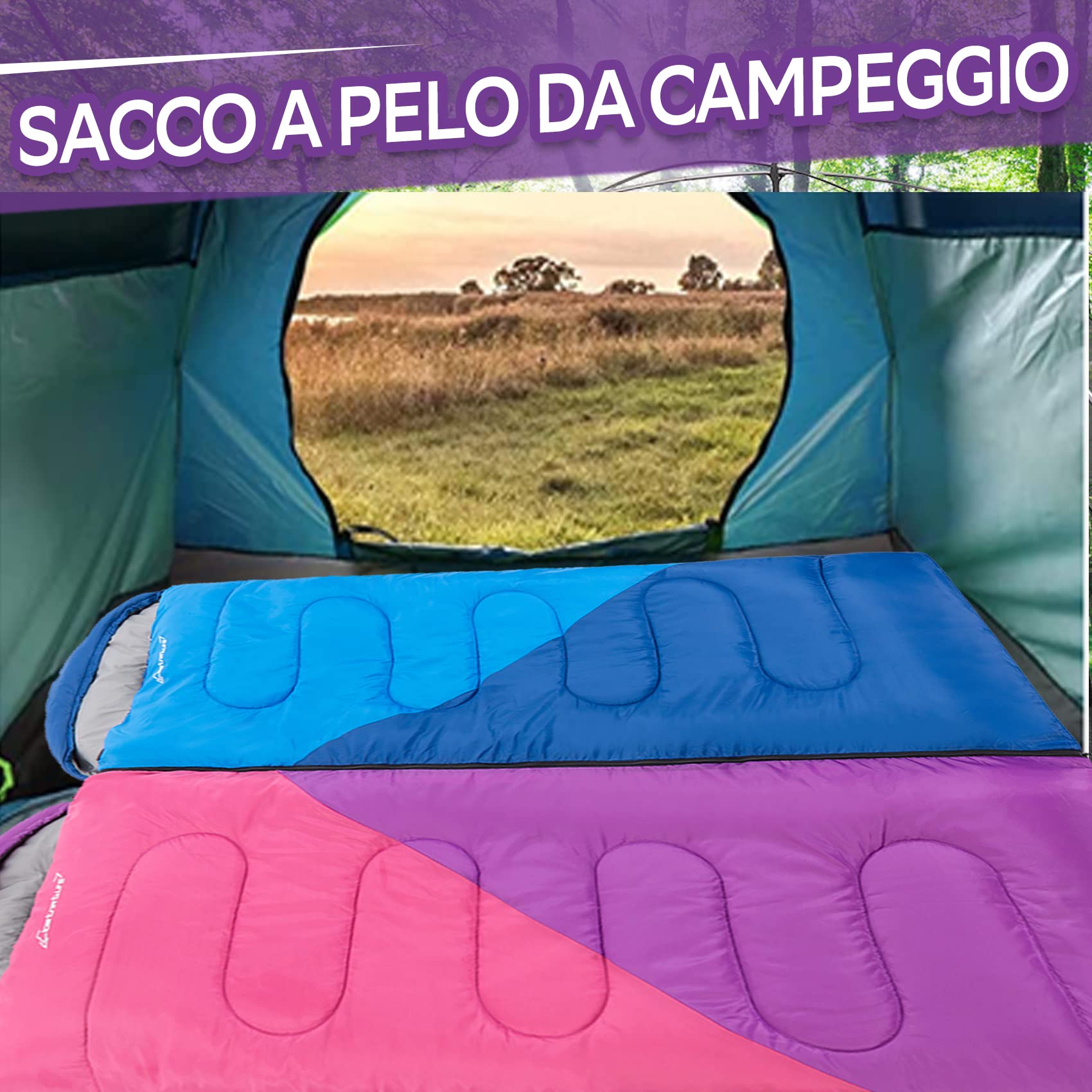 Clostnature Sacco a Pelo Leggero per Campeggio - Sacco a Pelo 3-4 Stagioni Rettangolare Casual da Esterno con Confezione Piccola per Adulti, Donne, Escursionismo, Alpinismo, Viaggi(Cerniera Sinistra)