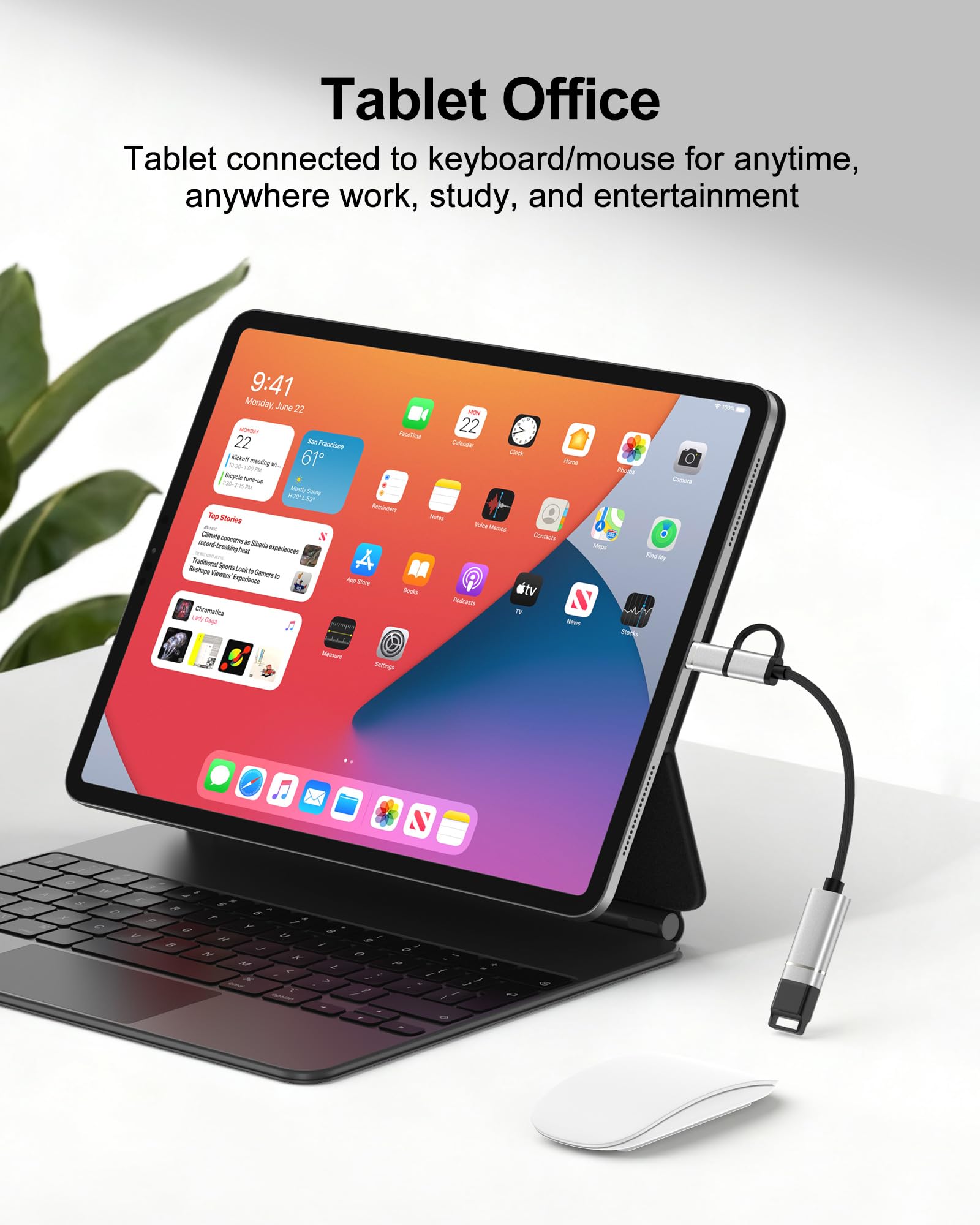 Adattatore 2 in 1 da USB C/Lightning a USB 3.0, cavo adattatore da USB a USB C OTG, 5 Gbps ad alta velocità trasferimento dati Lightning OTG compatibile con iPhone 17/16/15/14/13/12/11 Pro, Galaxy S25