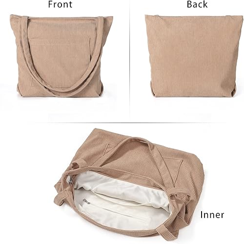 Miniatura 2 de WantGor Bolso de mano de pana para mujer, bolso de hombro grande, bolsos casuales de gran capacidad, bolsa de trabajo de compras