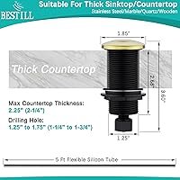 Vista 4 de BESTILL Botón de interruptor de aire de eliminación de basura en la parte superior del fregadero con manguera de aire de 5 pies, botón de Oro
