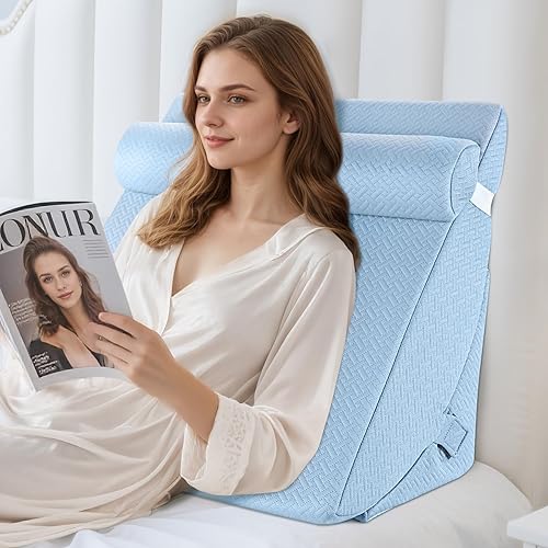 Miniatura 9 de Almohada de cuña de cama para dormir, juego de almohada de cuña ajustable para después de la cirugía, almohada triangular elevada para reflujo ácido