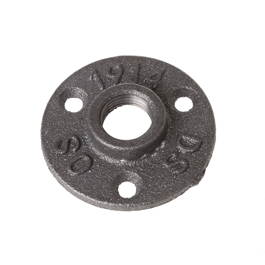 Shenxay Black 1/2" Malleable Thread Floor Flange Iron Pipe Fittings Wall Mount Industrial Flange