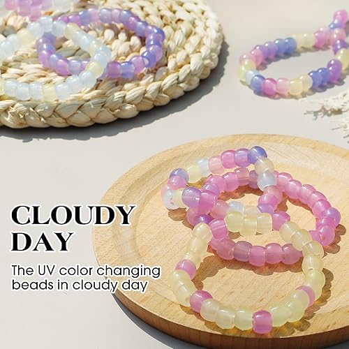 Miniatura 6 de Korlon 1500 cuentas UV, cuentas que brillan en la oscuridad para pulseras, manualidades, kit de pulsera de amistad de 0.315 pulgadas (0.315 in),