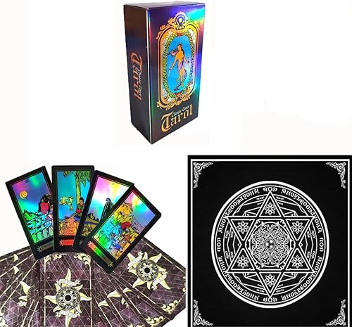 Miniatura 1 de VOVCIG Cartas de Tarot bilingües - Inglés y Español, Incluye Libro Guía y Mantel Especial