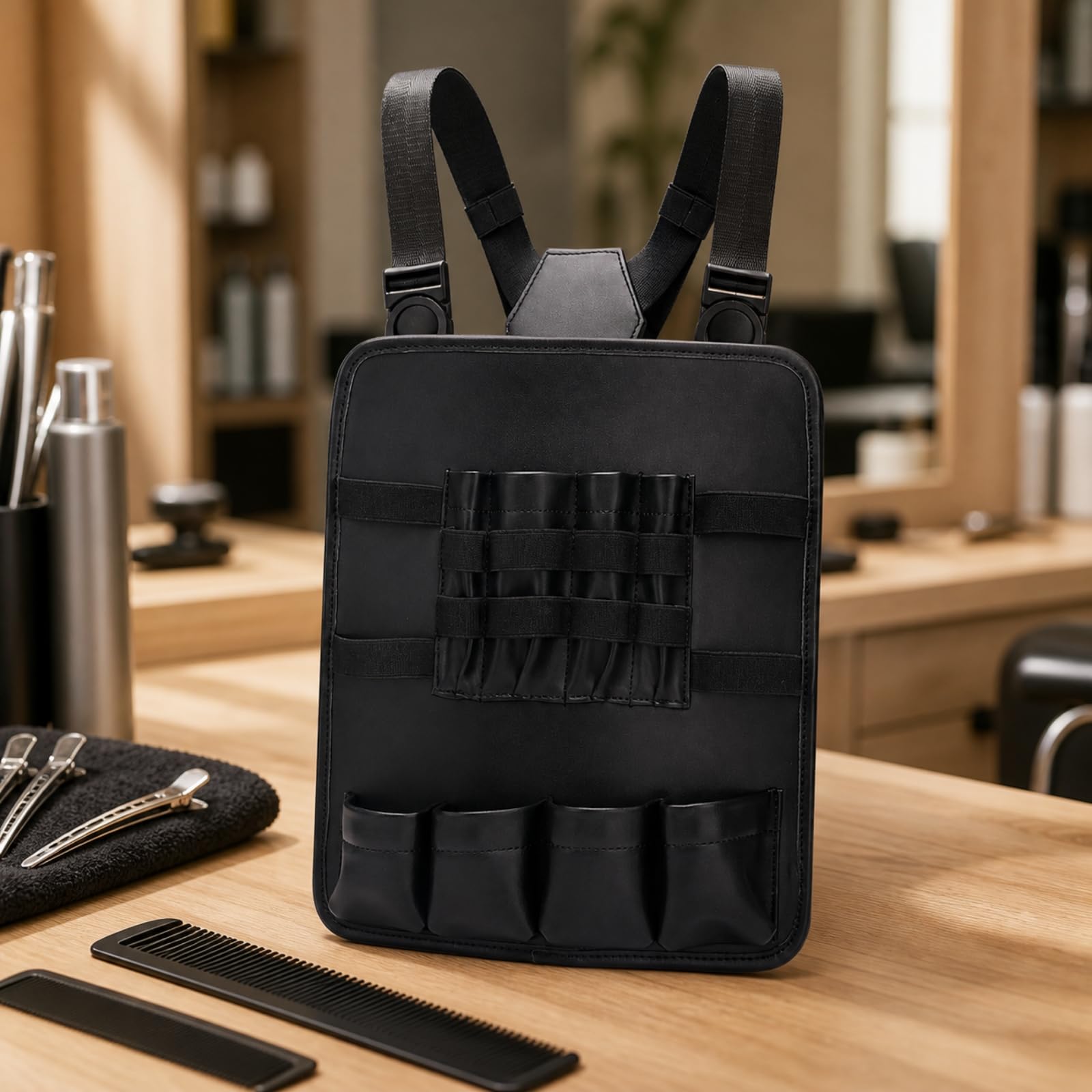 perfk Borsa Pettorale Attrezzi Multitasche Borsa con Tasche Pieghevoli tile Custodia da Barbiere per Parrucchieri, Salone di Bellezza