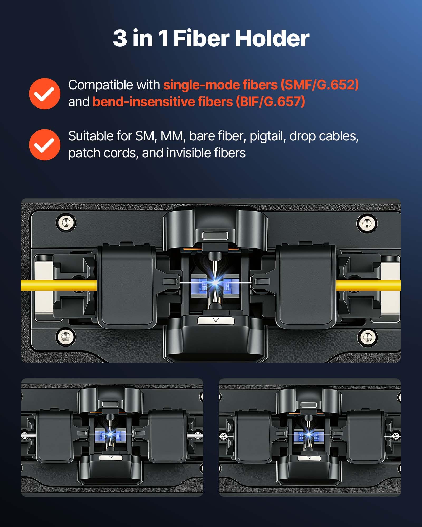 VEVOR Soudeuse Fibre Optique 6 Moteurs Épisseuse Fusion avec Épissage 8 s