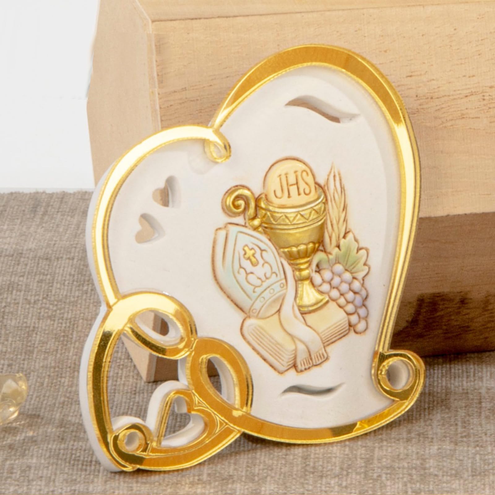 Doni Bomboniere Taufe 8 Stück Heilige Ikone in Form eines Heiligen Heiligen Symbols Erstkommunion Konfirmation Hochzeit Künstlerisch Jesus Region Sakrament Liebe Zärtlichkeit Herz mit Bild in der