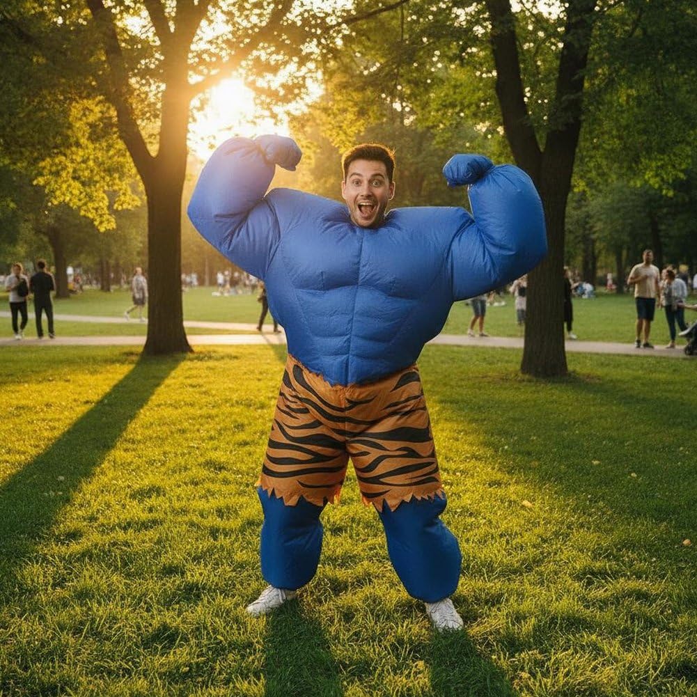 Męski nadmuchiwany kostium kulturysty, nadmuchiwany kombinezon dla mężczyzn z kreskówki, cosplay, fantazyjny strój na festiwal filmowy
