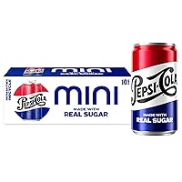 Vista 1 de Pepsi Mini latas de soda de azúcar real, mini latas de 7.5 onzas, (paquete de 10) (el embalaje puede variar)