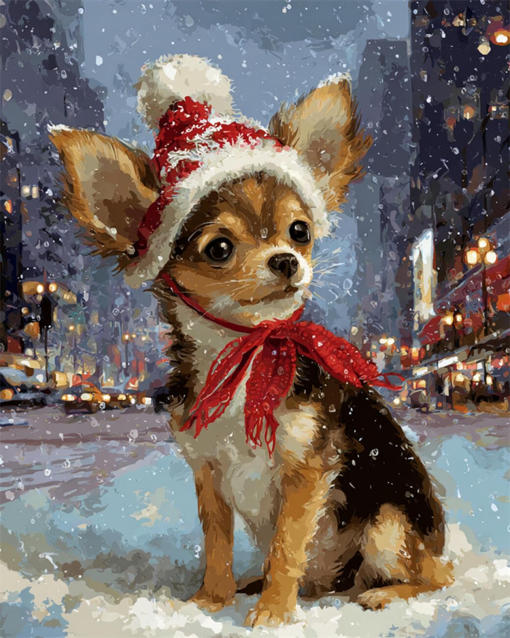 RKFLGEW DIY Embroidery Set Cartoon Chihuahua 50x70cm
