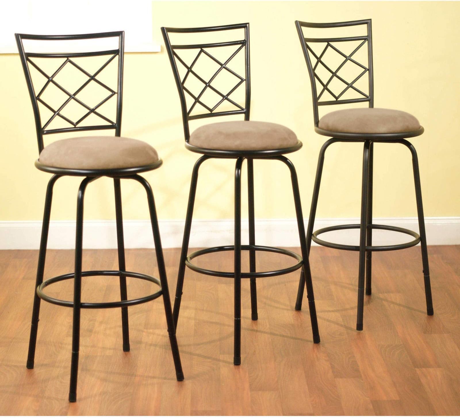 Delta Adjustable Metal Barstools, 3-Piece Set, Black