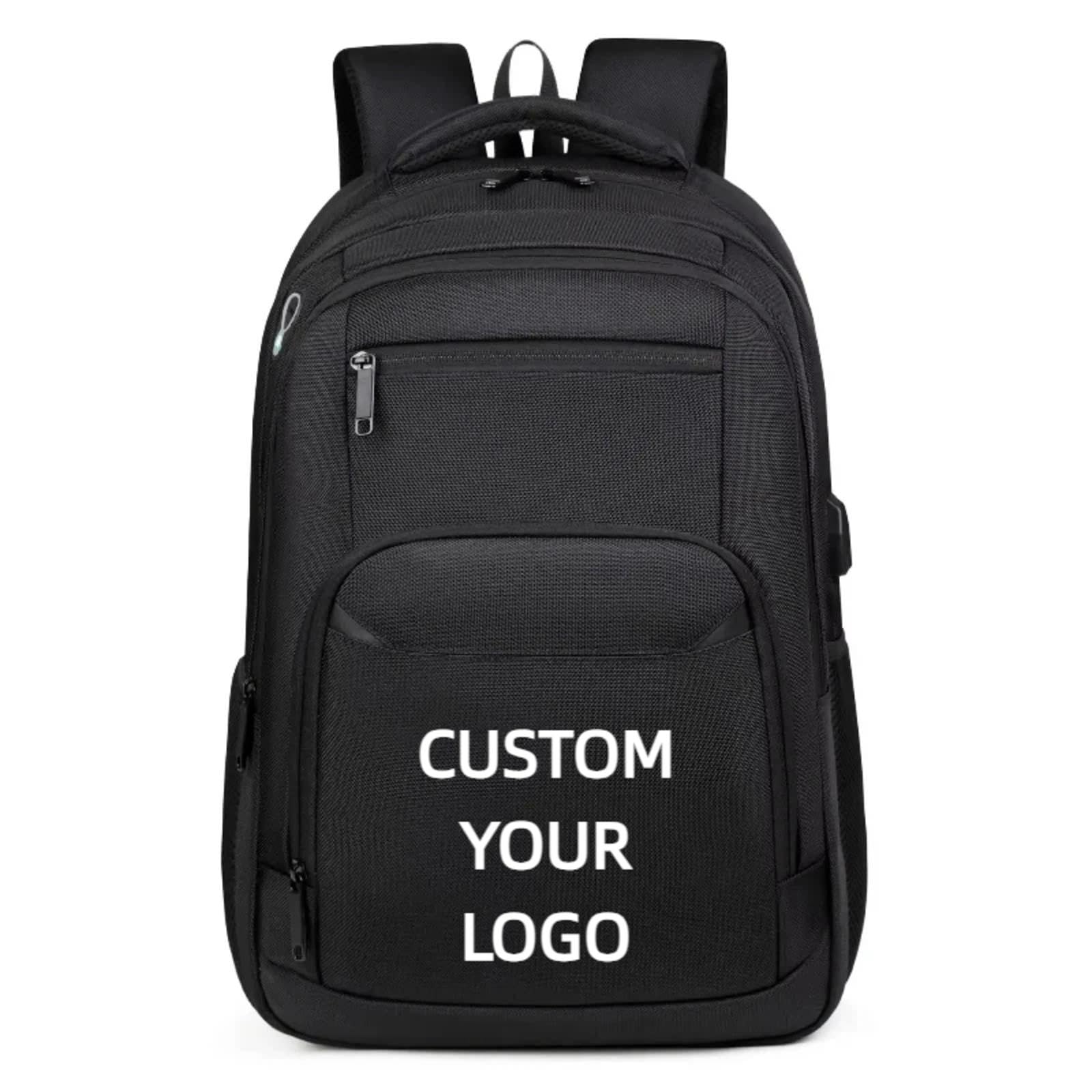 Zaino Da Uomo In Nylon Nero con Logo Personalizzato, Capiente, Semplice e Casual, Ideale per Il Computer Color1