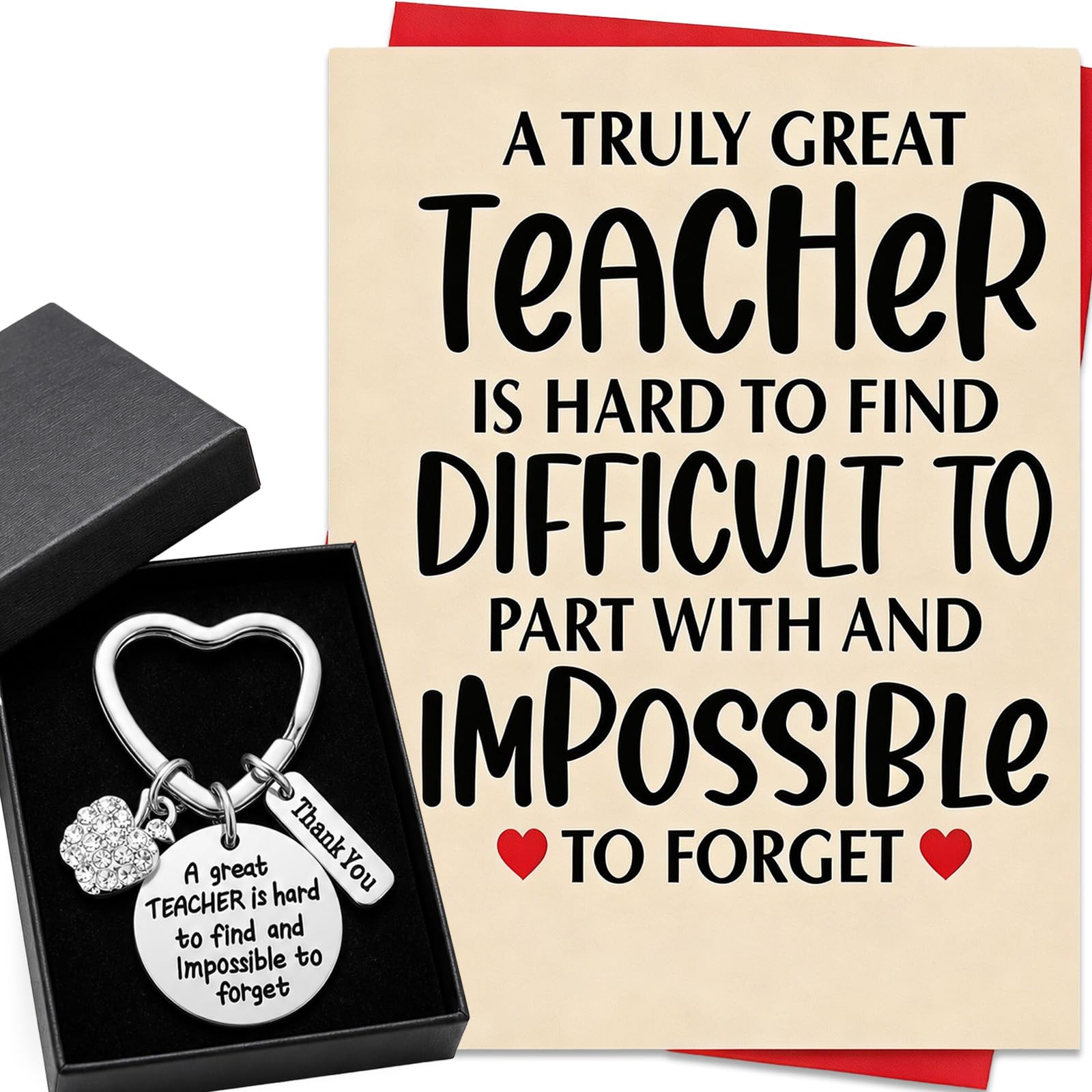 Teacher Gifts Colleagues Women Thank You Card Gifts Keyring Box A Great Teacher Is Hard To Find And Impossible To Forget For Teachers Mentors Tutors Back To School Gift, Thank You Gift For Educators