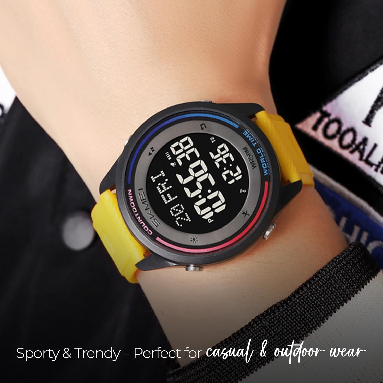 SKMEI Digital Sports Watch on a wrist