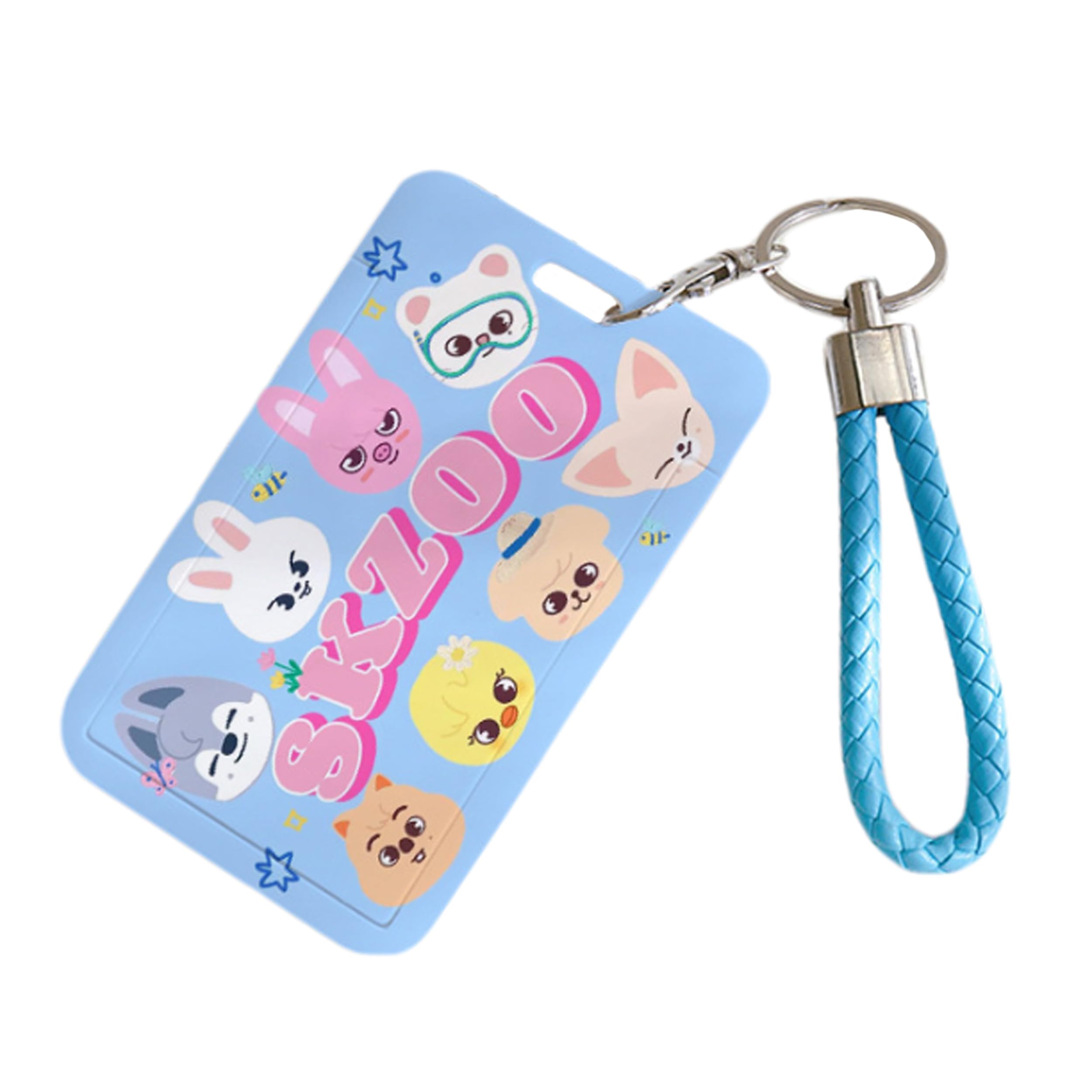 Satdflie Kpop Stray Kids Merch SKZOO Card Holder Set with Key Ring, Cartoon-Style ID Photo Card Holder Case for SKZ Fans Gifts, Color/12
