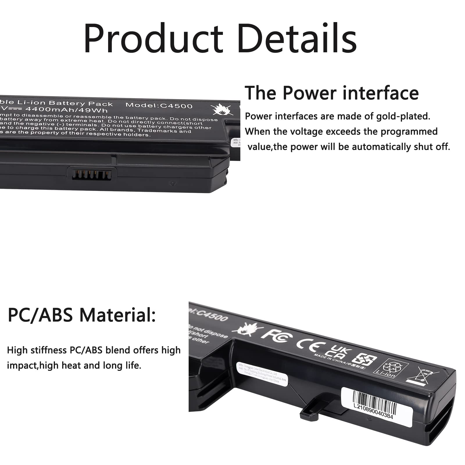 CRLYLC C4500BAT 6 Notebook Laptop Batterij voor Clevo Terra Mobile 1512 1509 1511 1526 1527 1547 1528 C4100 C4500 C4501 C4505 C4800 C4801 C4805 C5100 C5500 B7110 B7130 E4105 6 87 C480S 4G4 Batterie