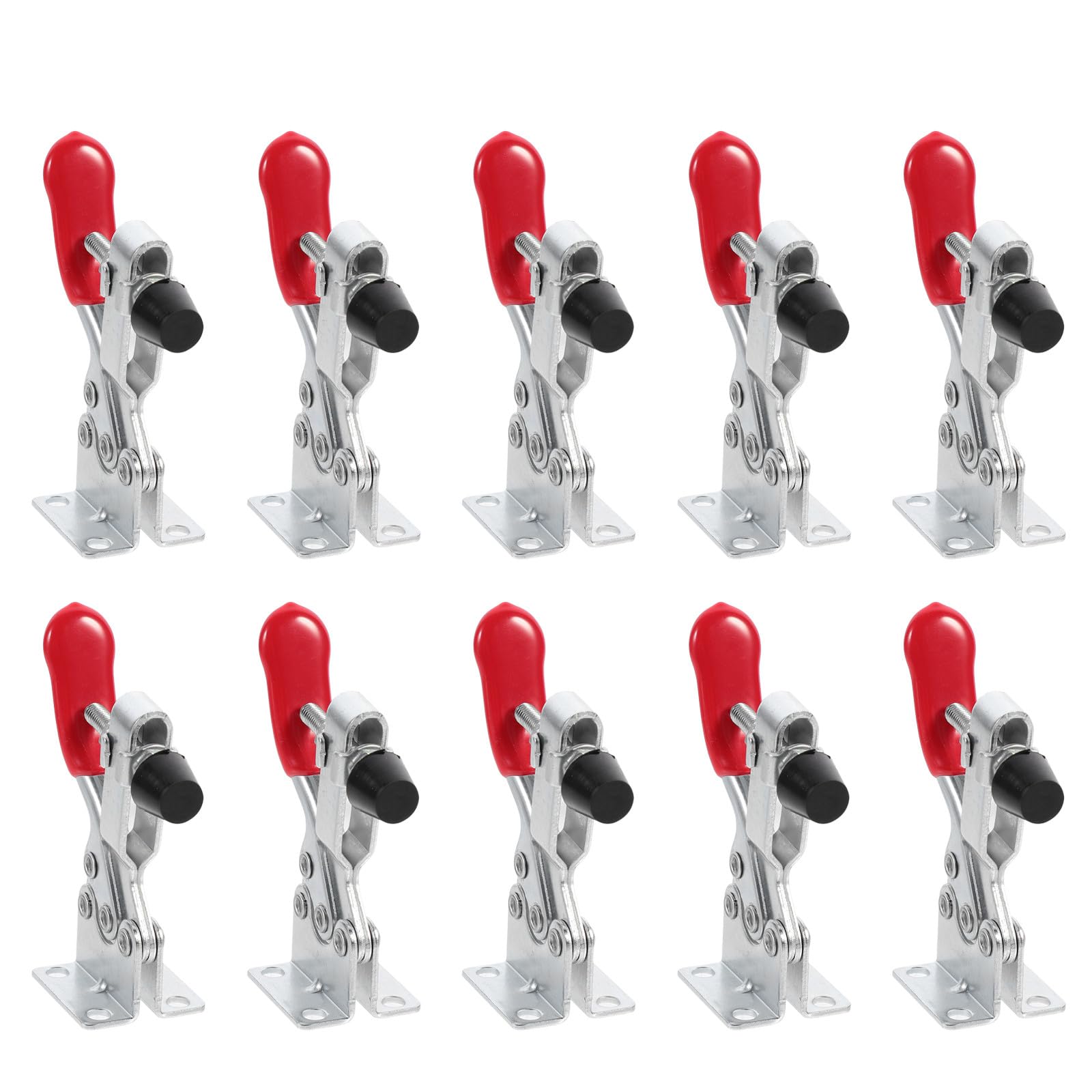 Lurrose 10 Abrazaderas de Palanca de Presión Descendente para Madera y Metal, Material Zincado, Fácil Agarre y Gran Potencia, Juego de 10 Piezas para Sujeción Rápida