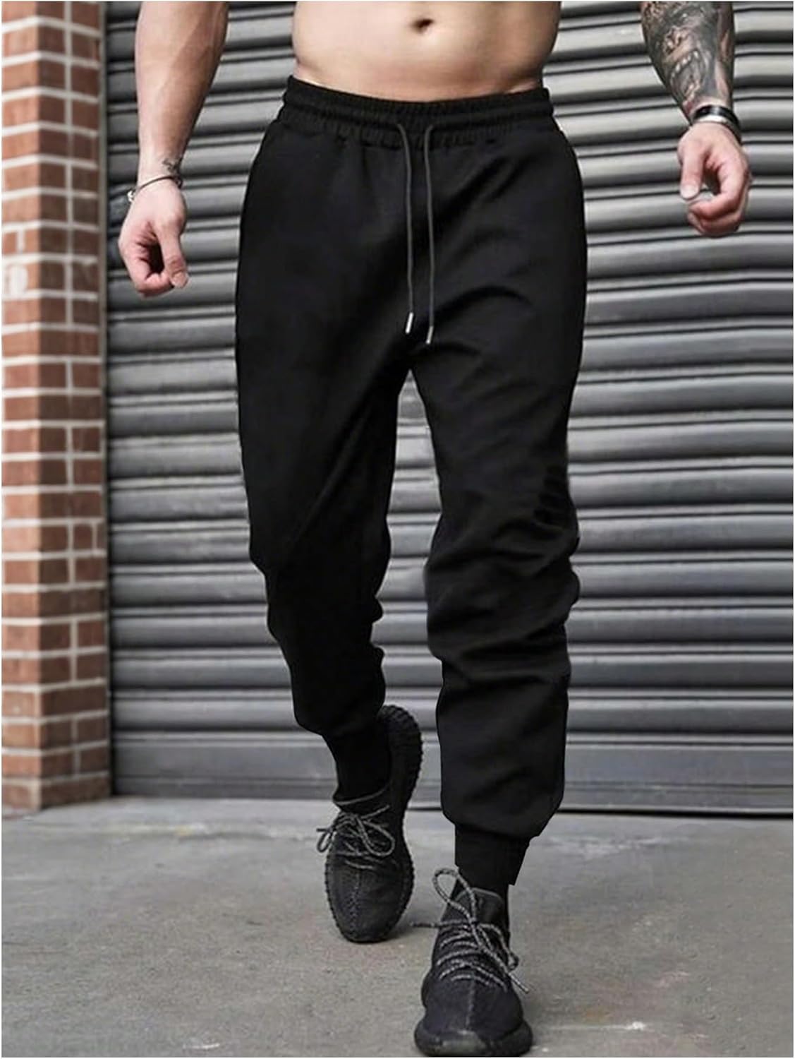 SweatyRocks Men's Sweatpants Drawstring Elastic Waist Casual Workout Jogger Pants with Pockets - Image 3