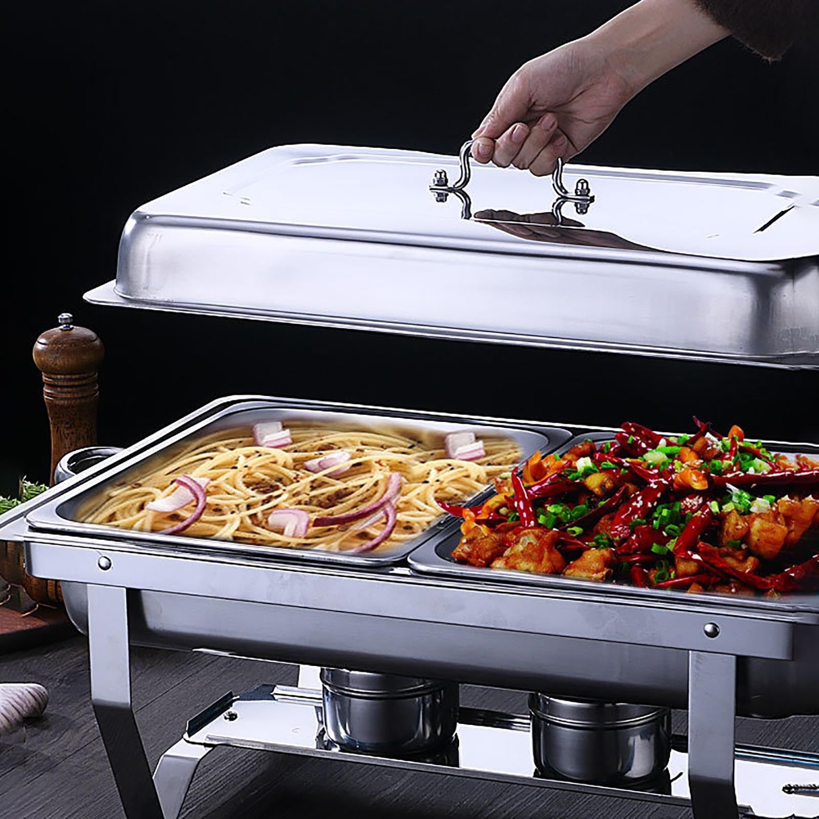 Juego De Buffet For Frotar Platos, Rectangulares De Acero Inoxidable