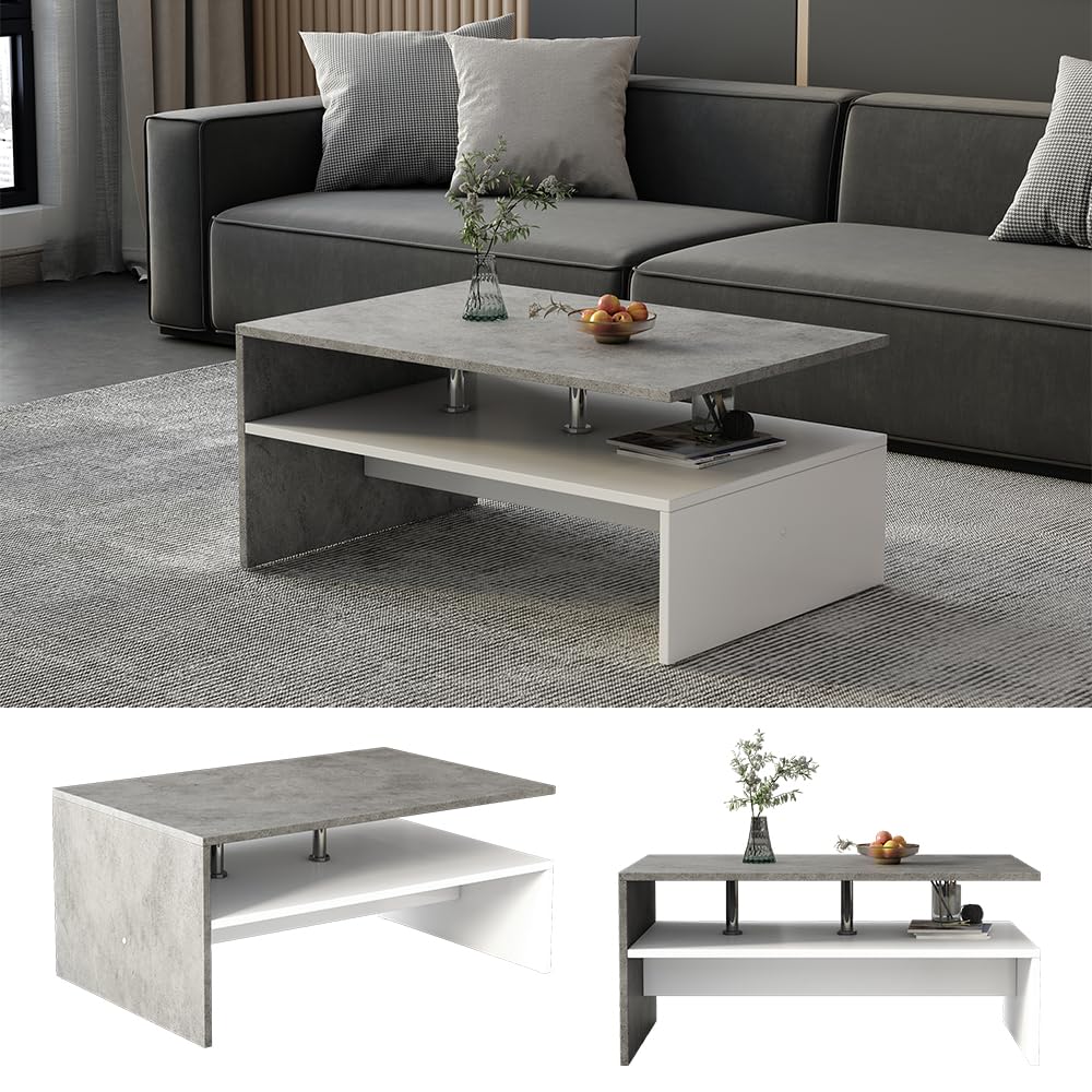 Vicco Tavolino da salotto Mike, Calcestruzzo, 90 x 60 cm